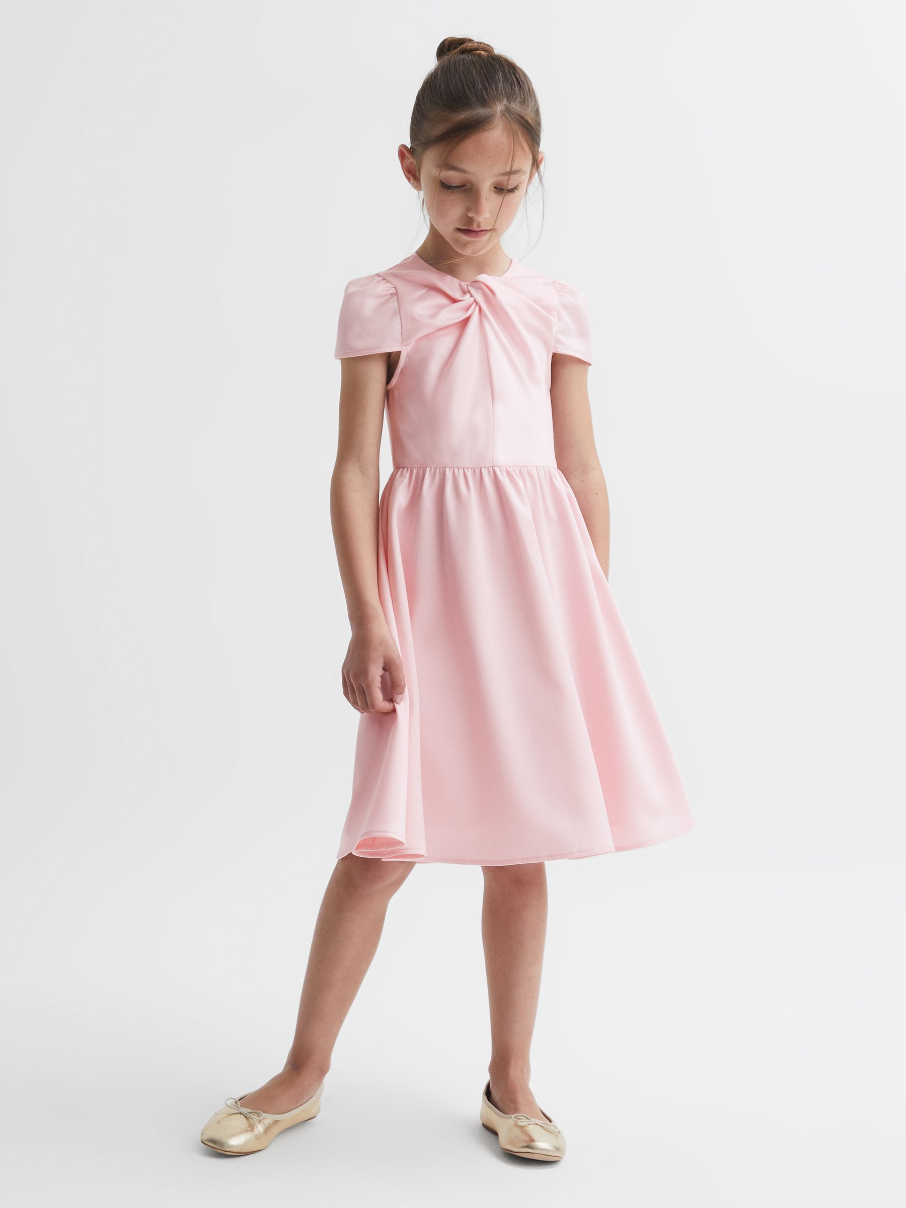 4-9 yrs Knot Detail Dress in Pink - Image 3 of 6