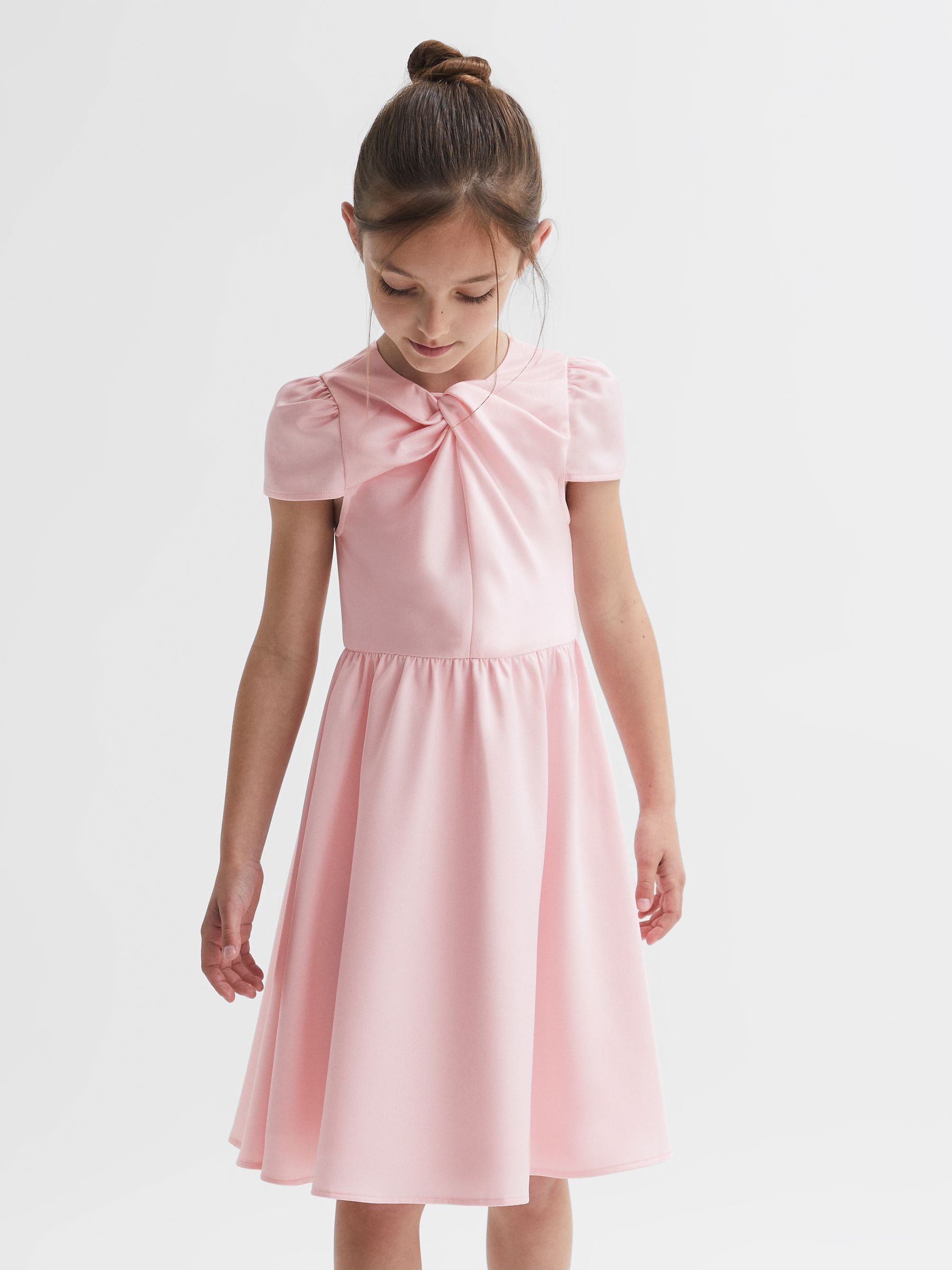 4-9 yrs Knot Detail Dress in Pink - Image 4 of 6