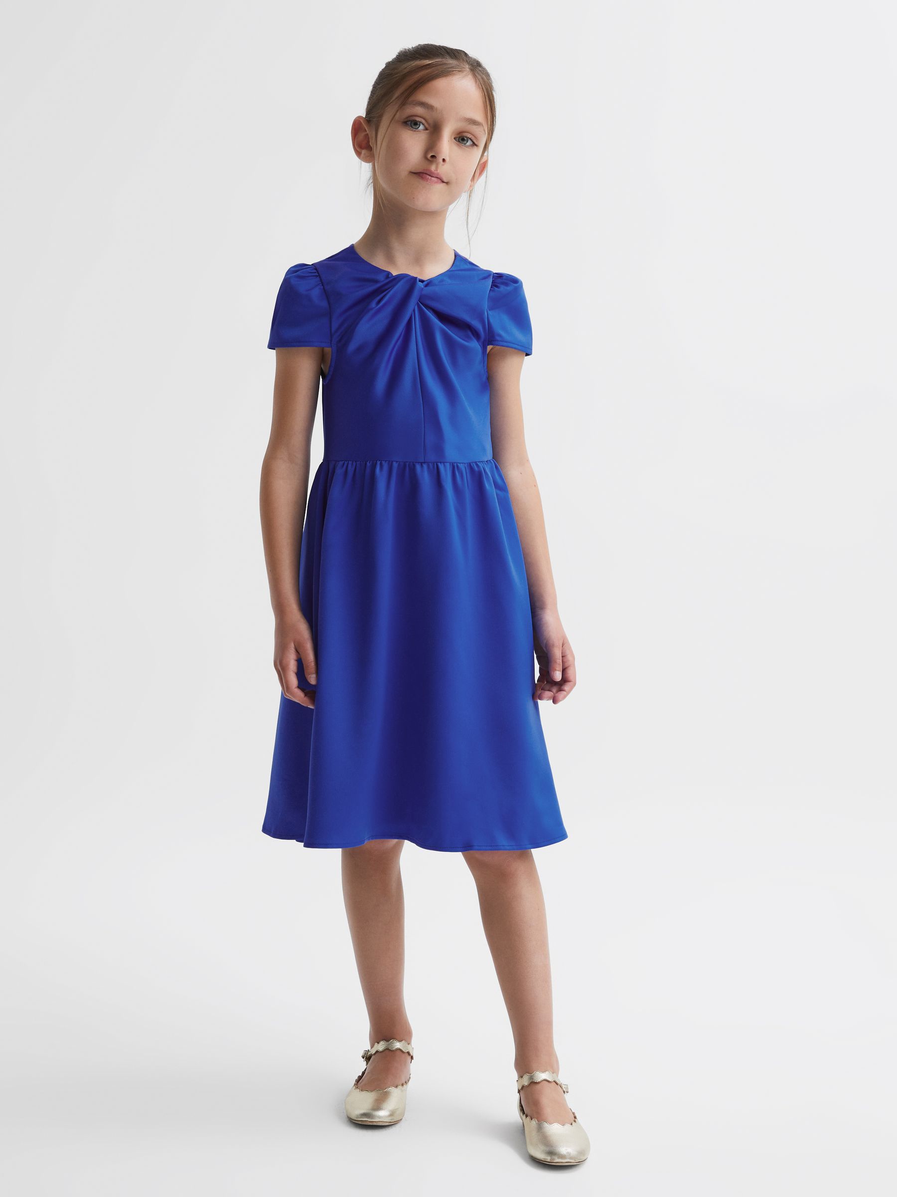 4-9 yrs Knot Detail Dress in Blue - Image 3 of 6