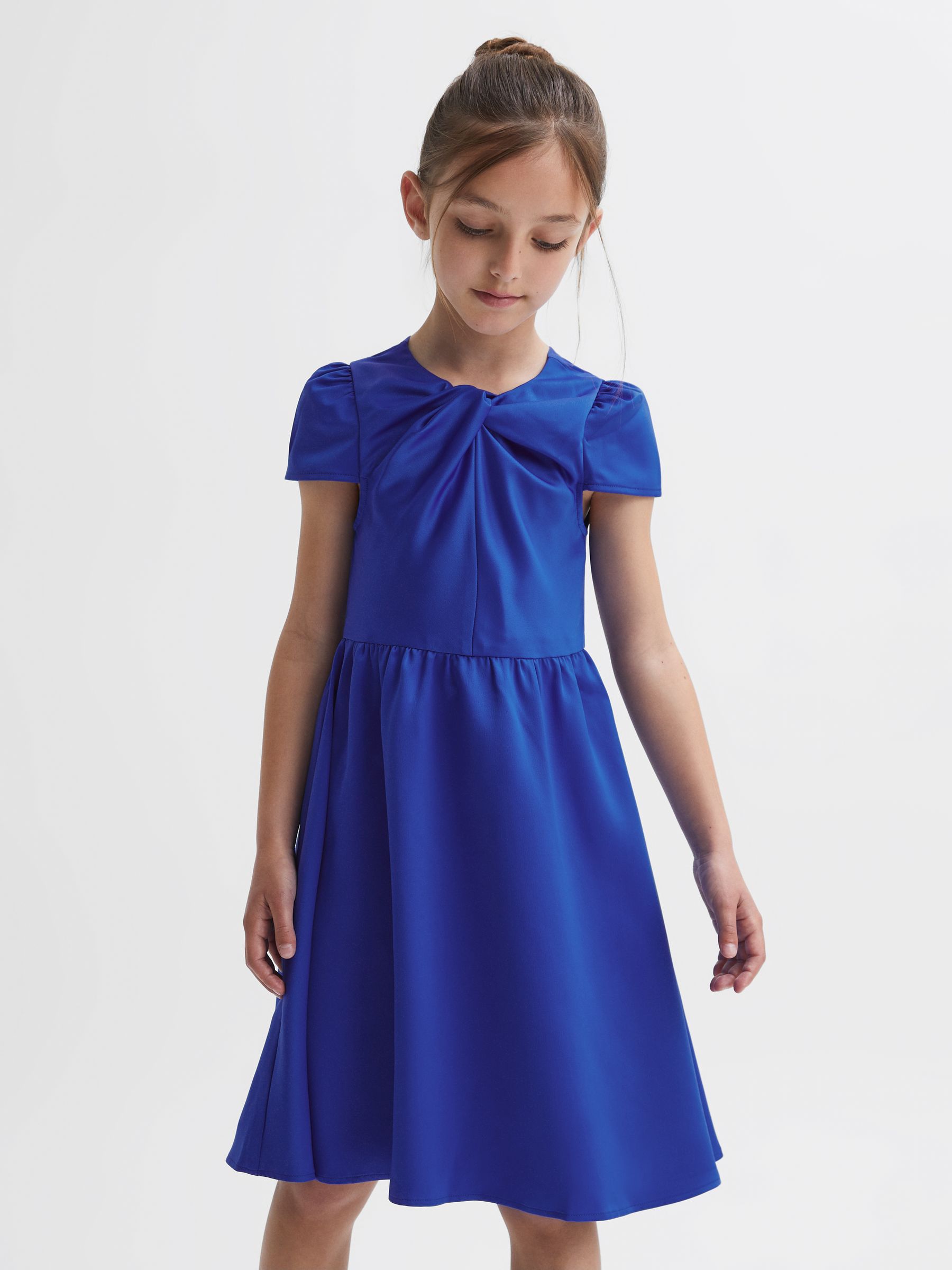 4-9 yrs Knot Detail Dress in Blue - Image 4 of 6