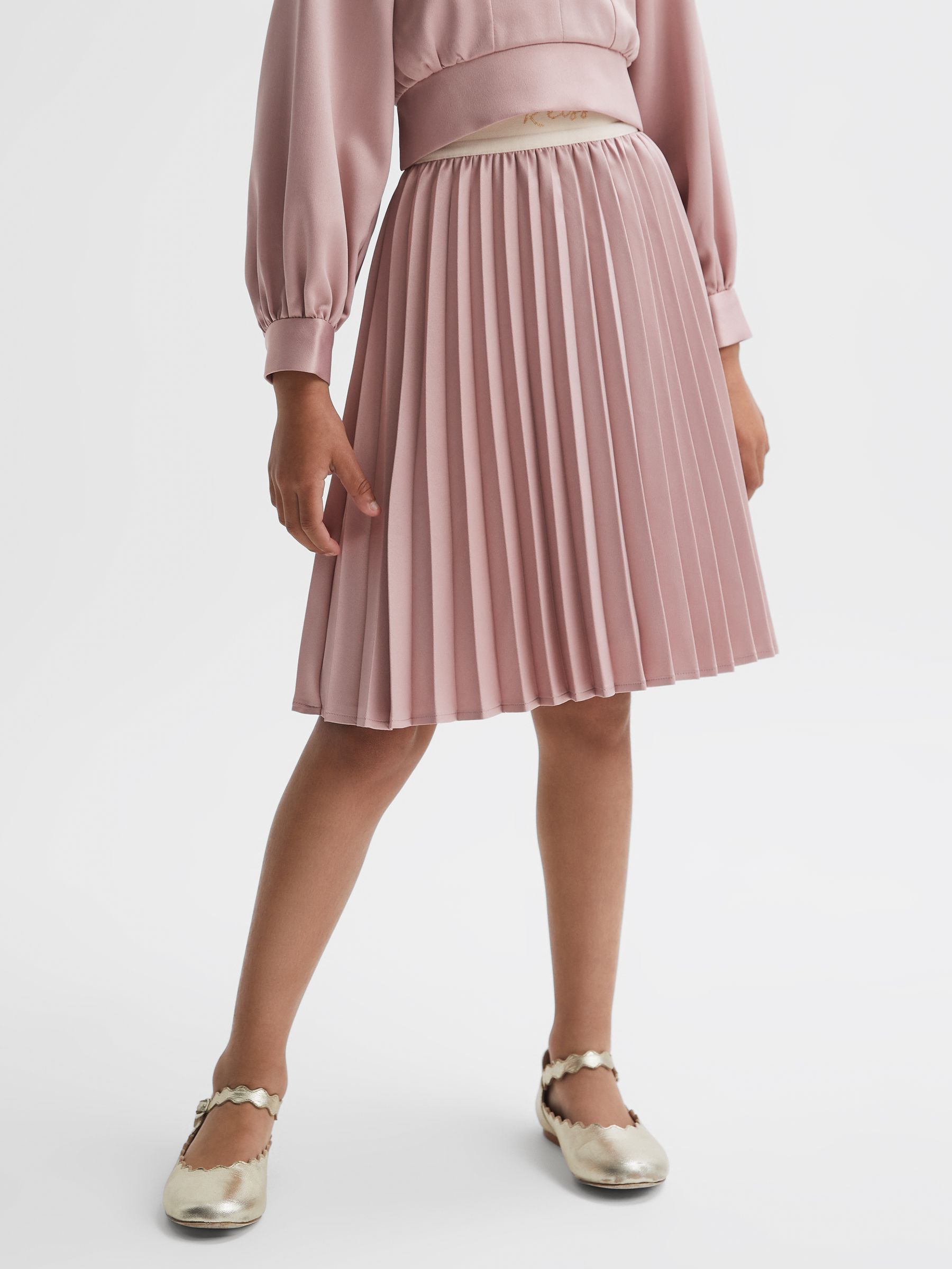 Senior Pleated Elasticated Skirt in Pink - Image 4 of 6