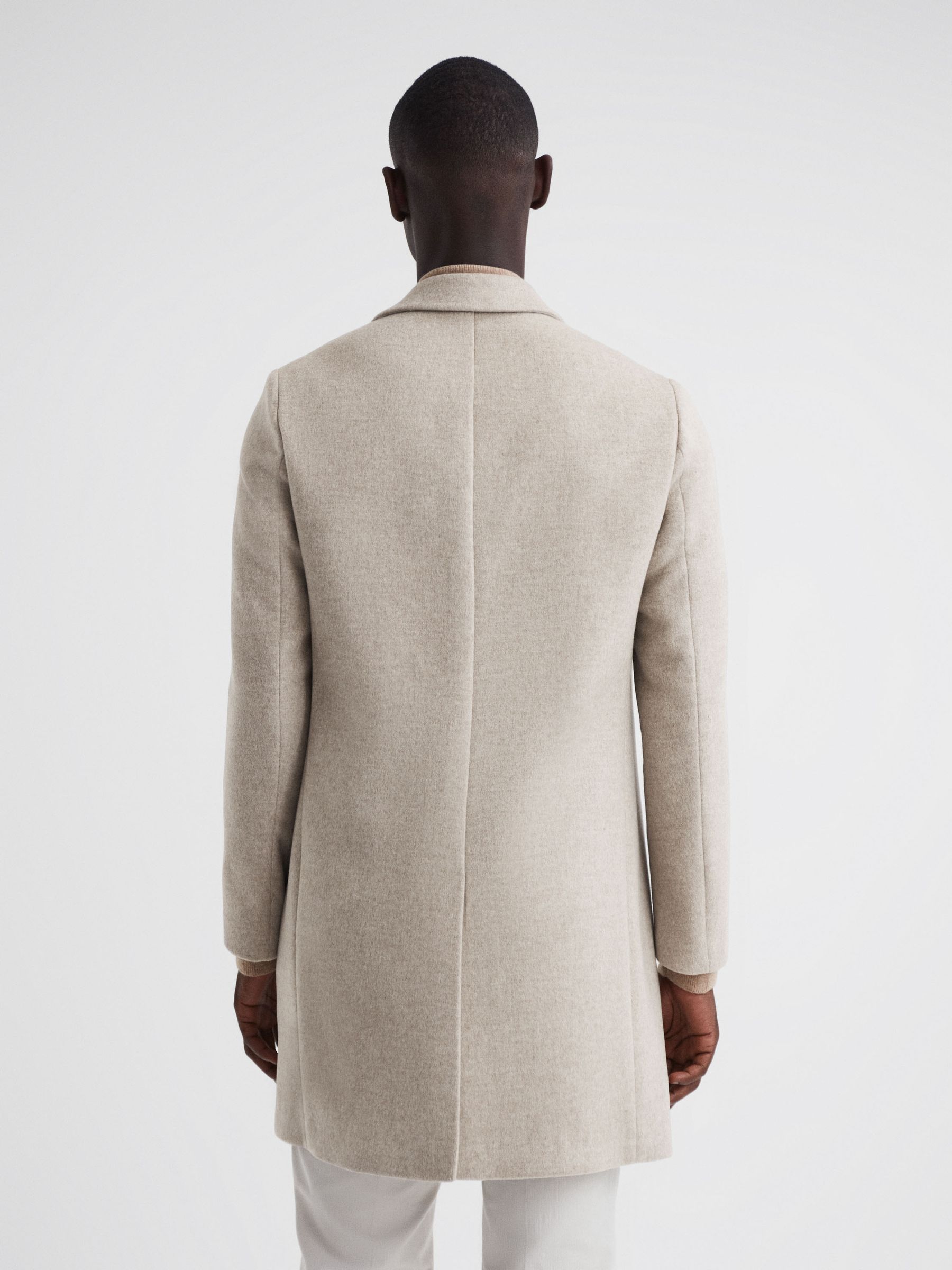 Wool Blend Single Breasted Epsom Overcoat in Stone Melange - Image 5 of 5