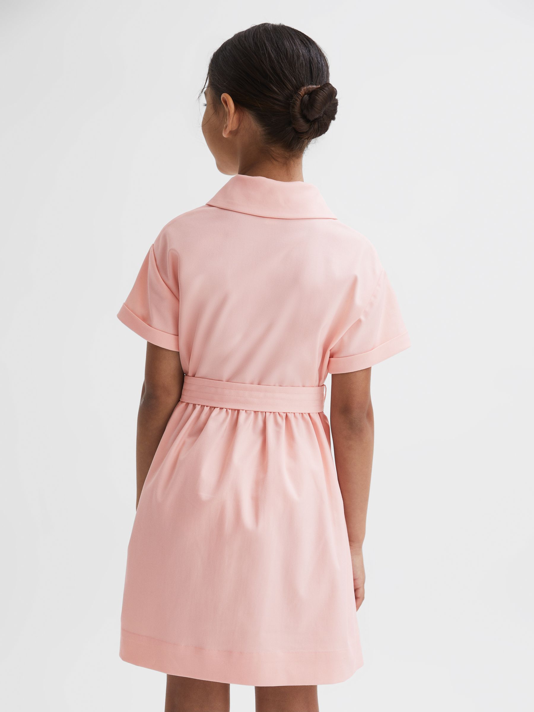 Senior Collared Belted Short Sleeve Dress in Pink - Image 4 of 5
