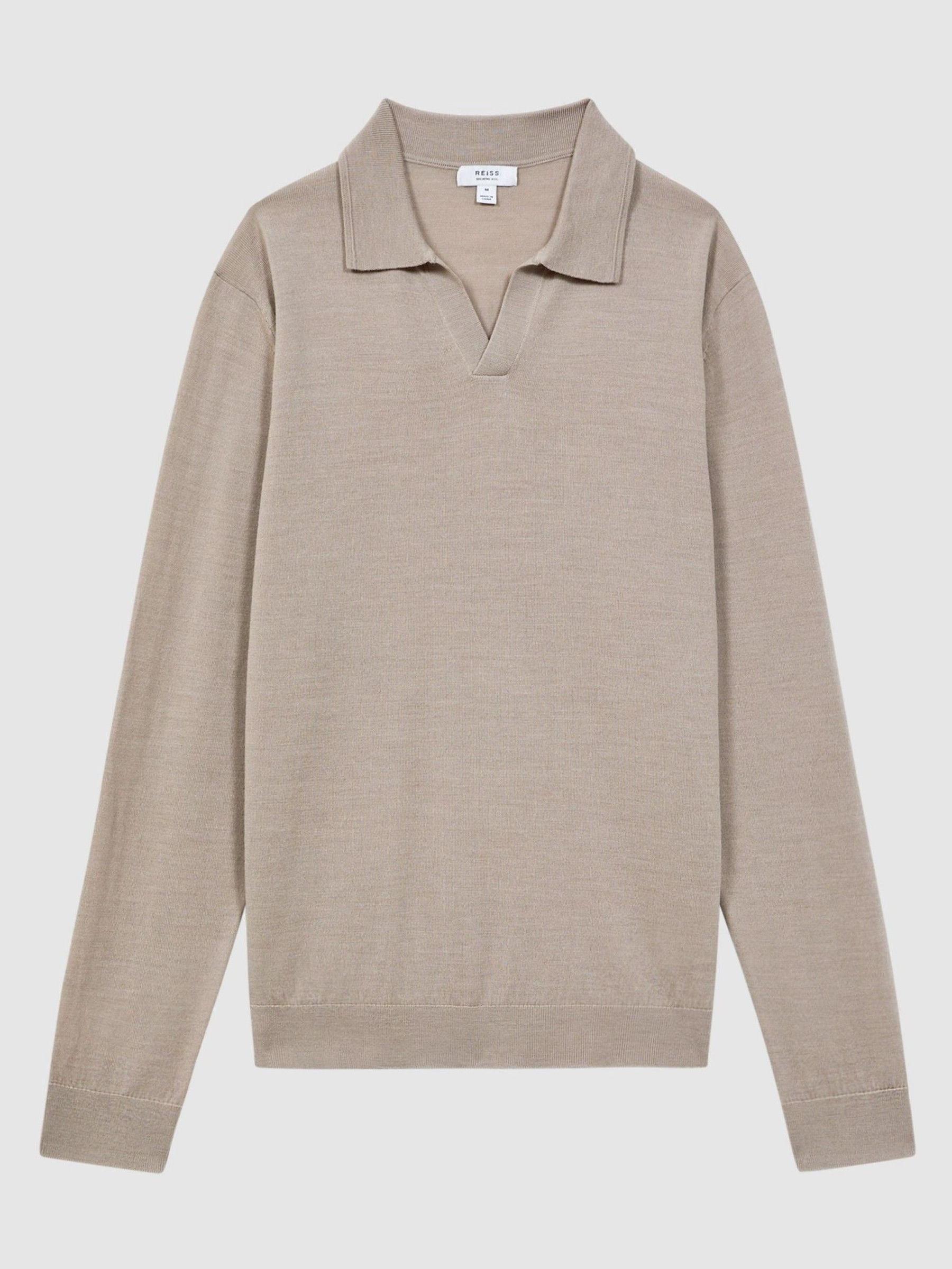 Milburn Mink Merino Wool Open Collar Polo Shirt - Image 2 of 5 Milburn Mink Merino Wool Open Collar Polo Shirt - Image 2 of 5