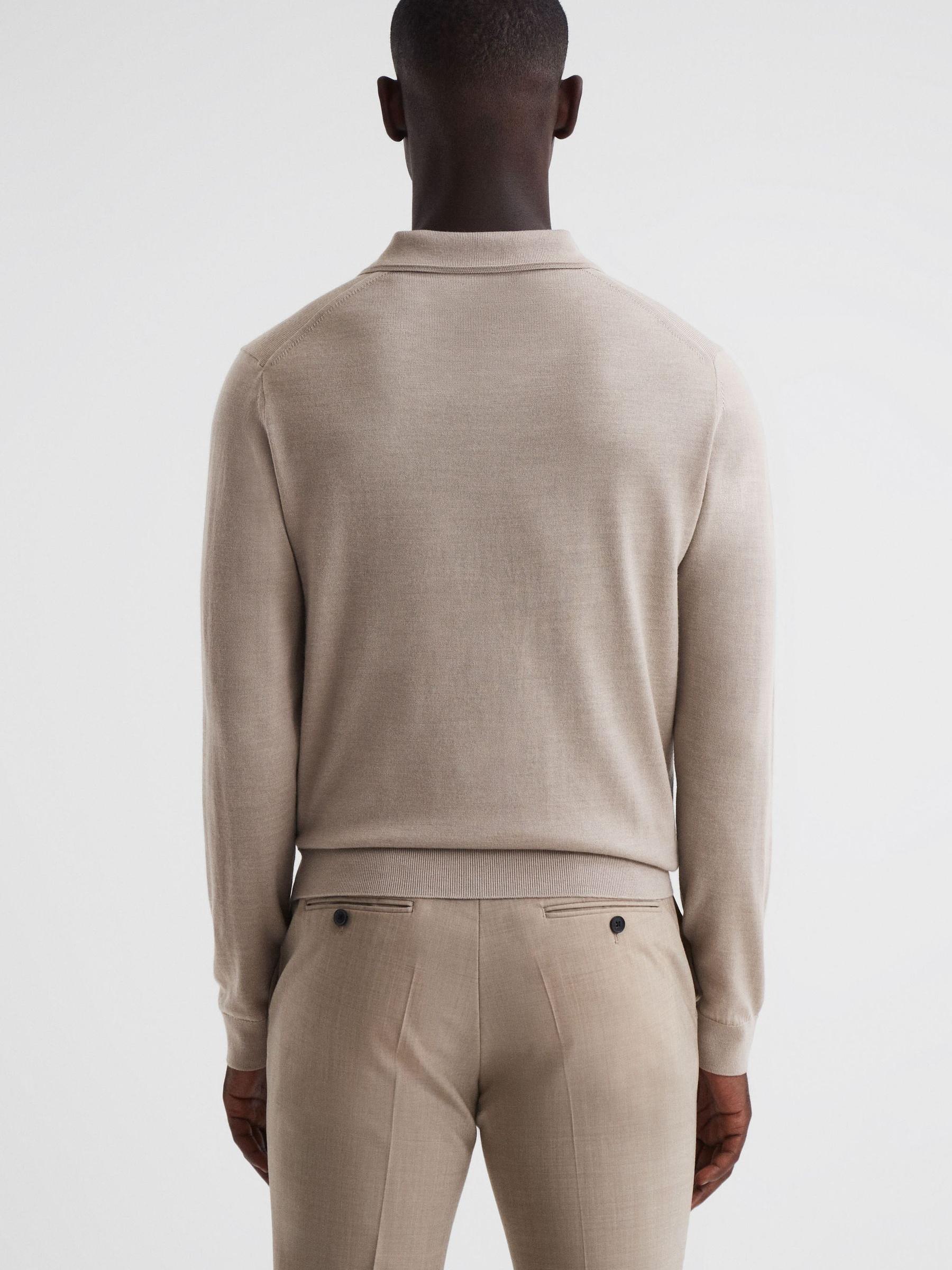 Milburn Mink Merino Wool Open Collar Polo Shirt - Image 5 of 5