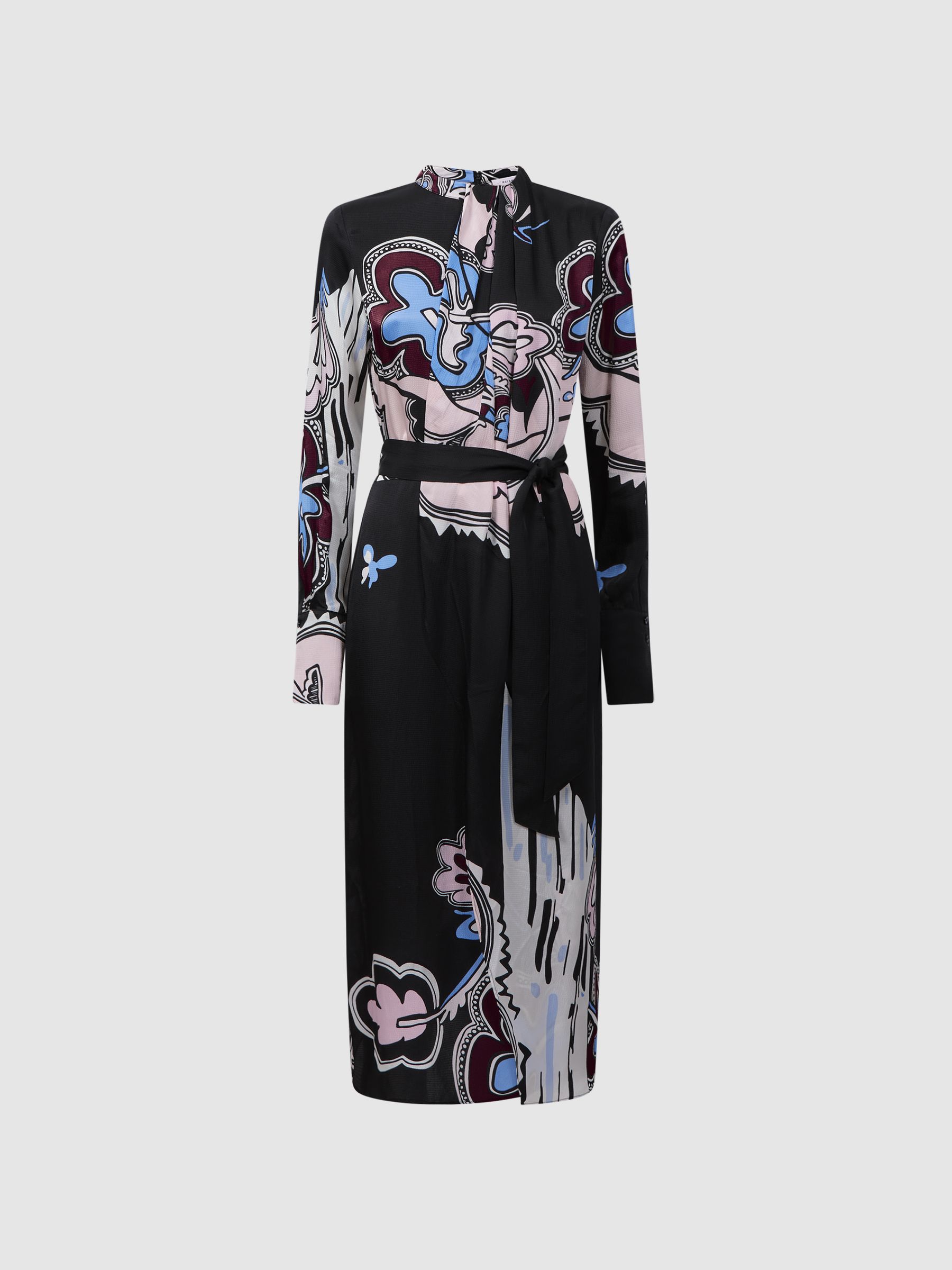 Pleat Front Midi Dress in Black - Image 2 of 5