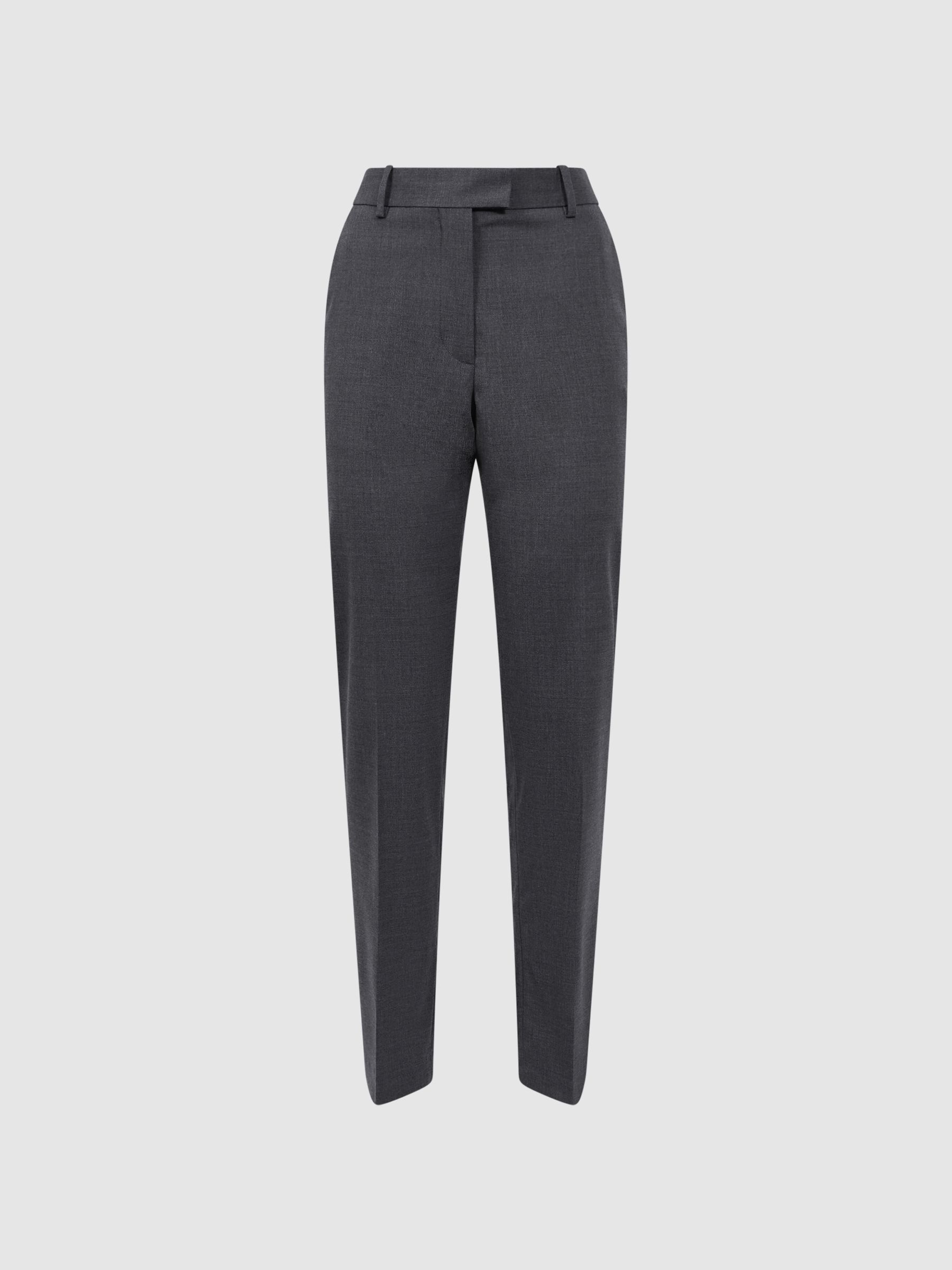 Petite Slim Fit Wool Blend Trousers in Grey Melange - Image 2 of 5