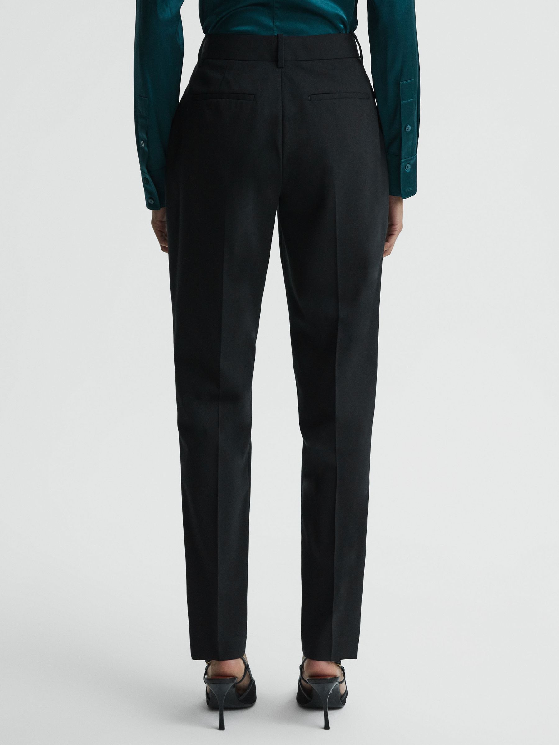 Petite Slim Fit Wool Blend Trousers in Black - Image 5 of 6