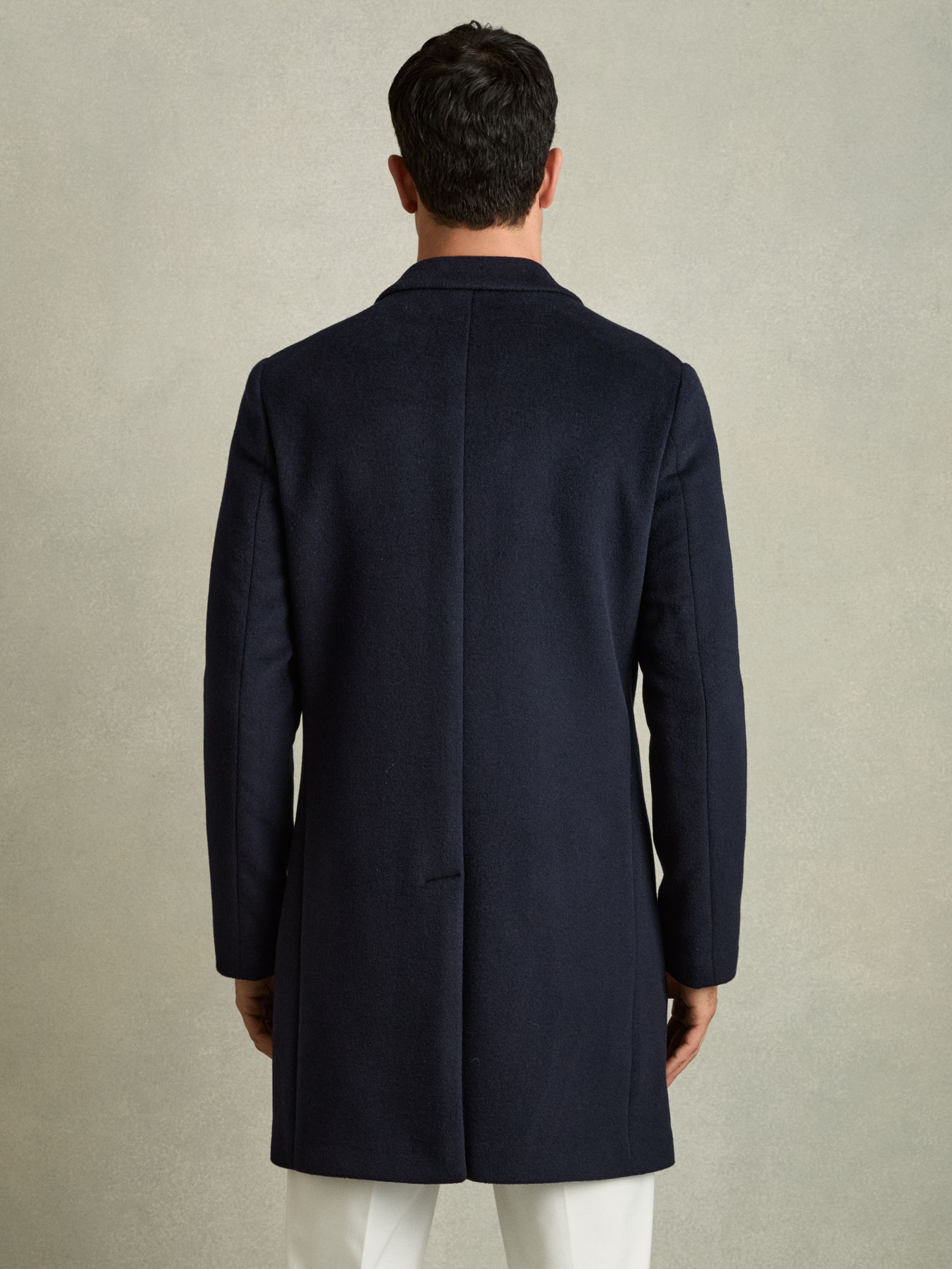Wool Blend Single Breasted Epsom Overcoat in Navy - Image 5 of 6