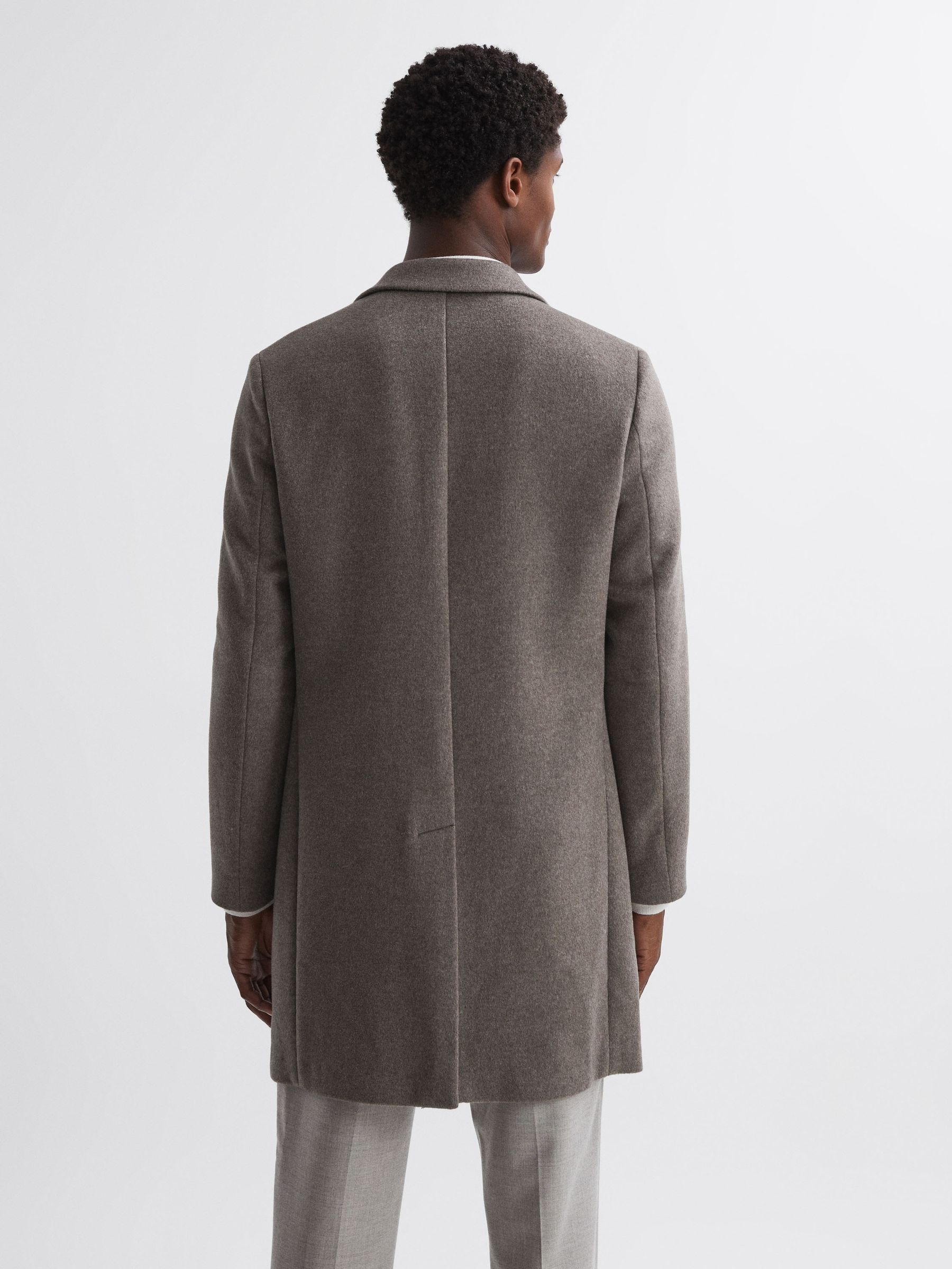 Wool Blend Single Breasted Epsom Overcoat in Mouse Melange - Image 4 of 5