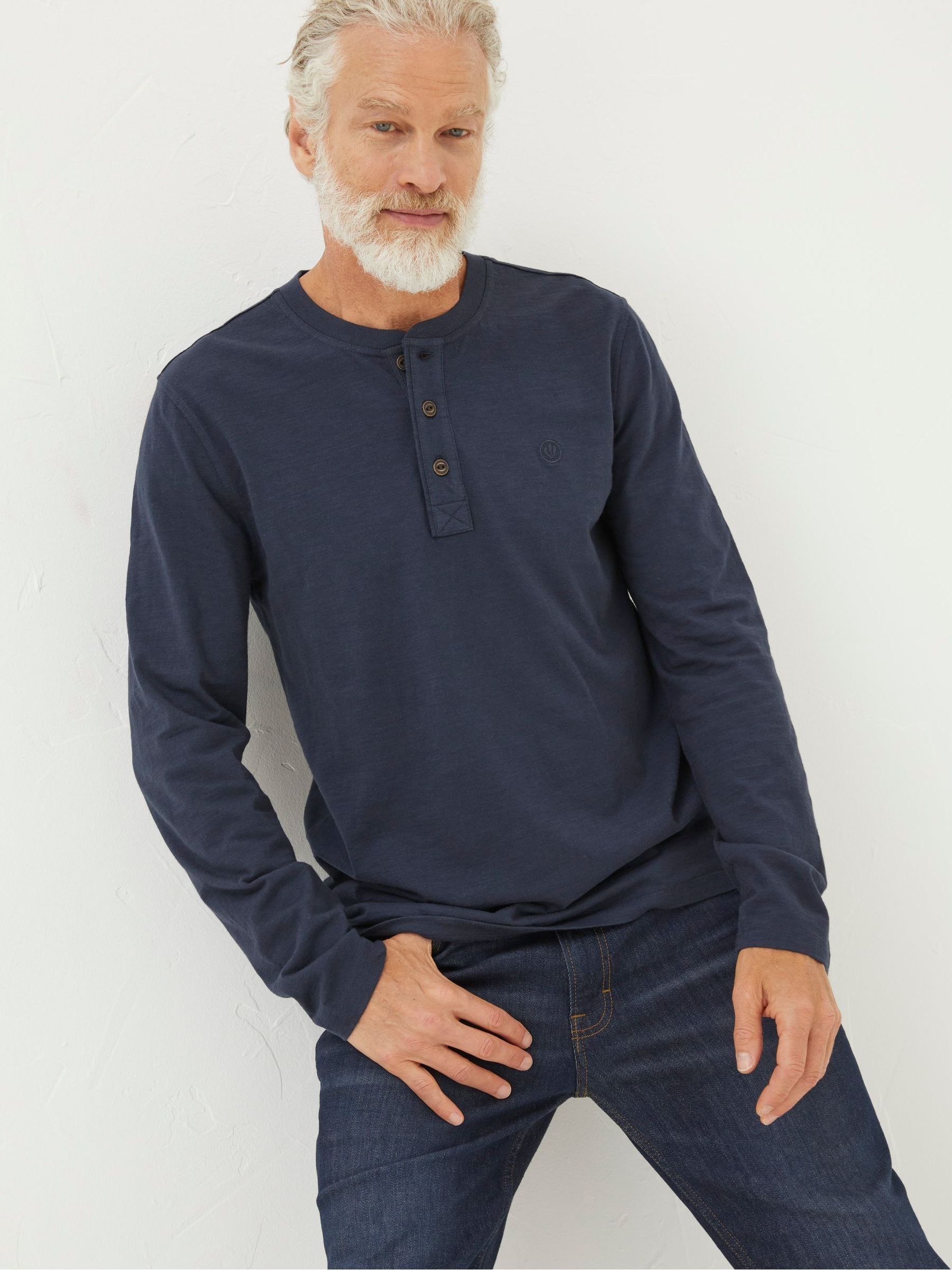 Blue Woodside Slub Henley T-Shirt - Image 1 of 4