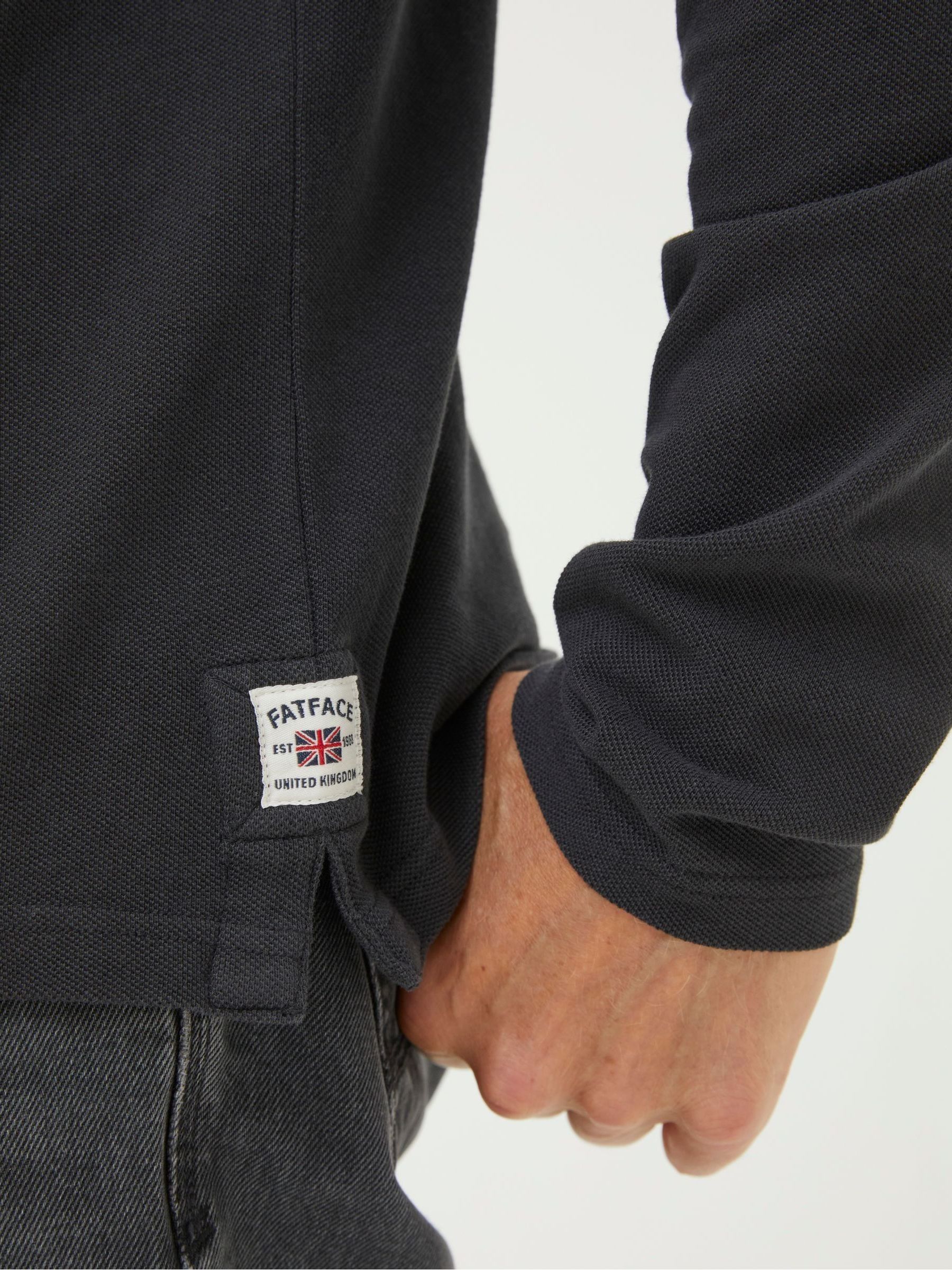 Black Long Sleeve Pique Polo Shirt - Image 4 of 5