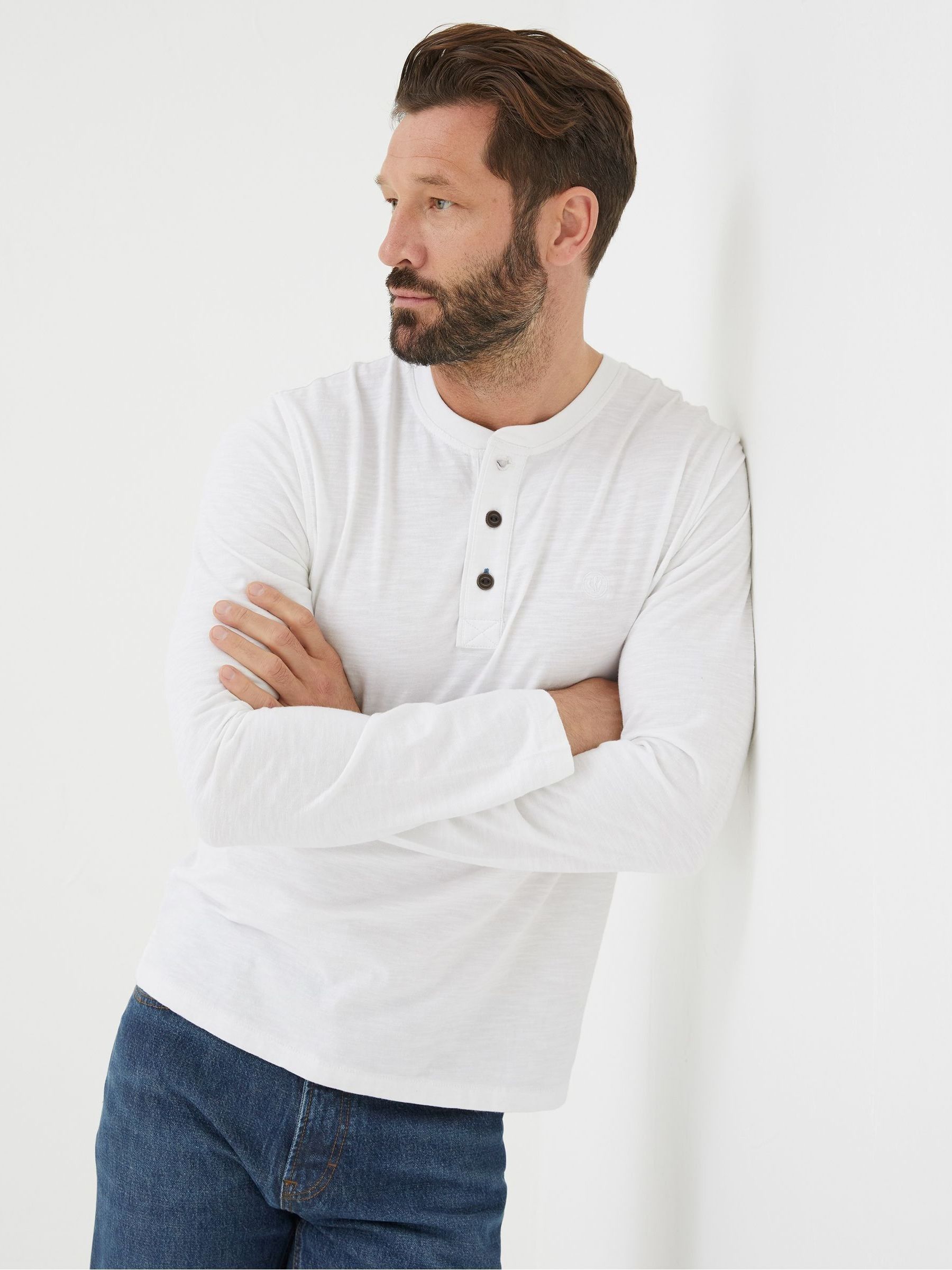 White Woodside Slub Henley T-Shirt - Image 1 of 5
