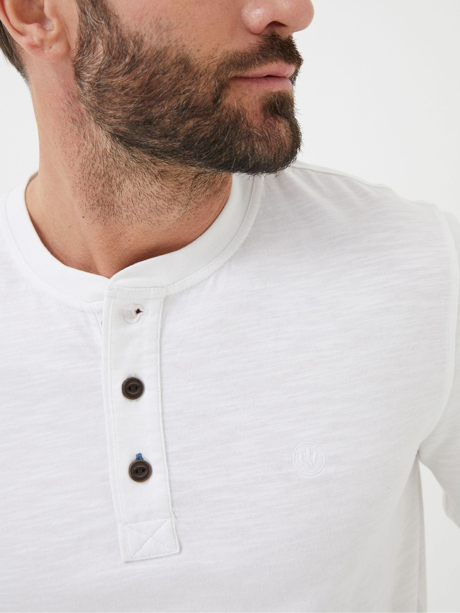 White Woodside Slub Henley T-Shirt - Image 3 of 5