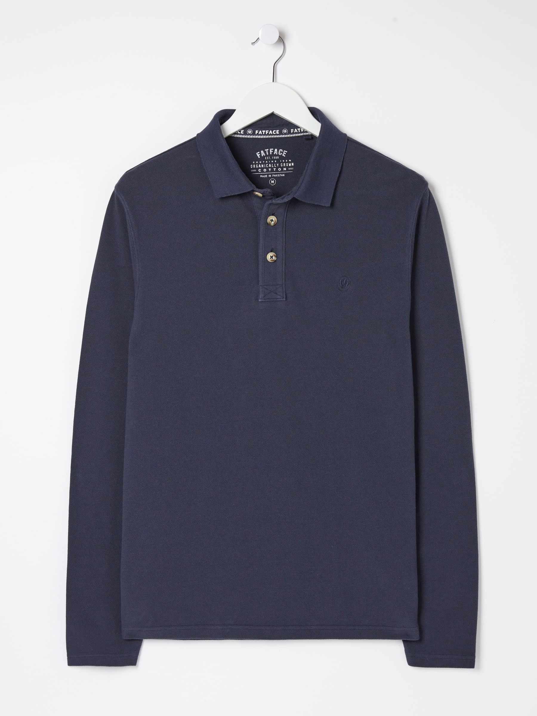 Blue Long Sleeve Pique Polo Shirt - Image 5 of 5