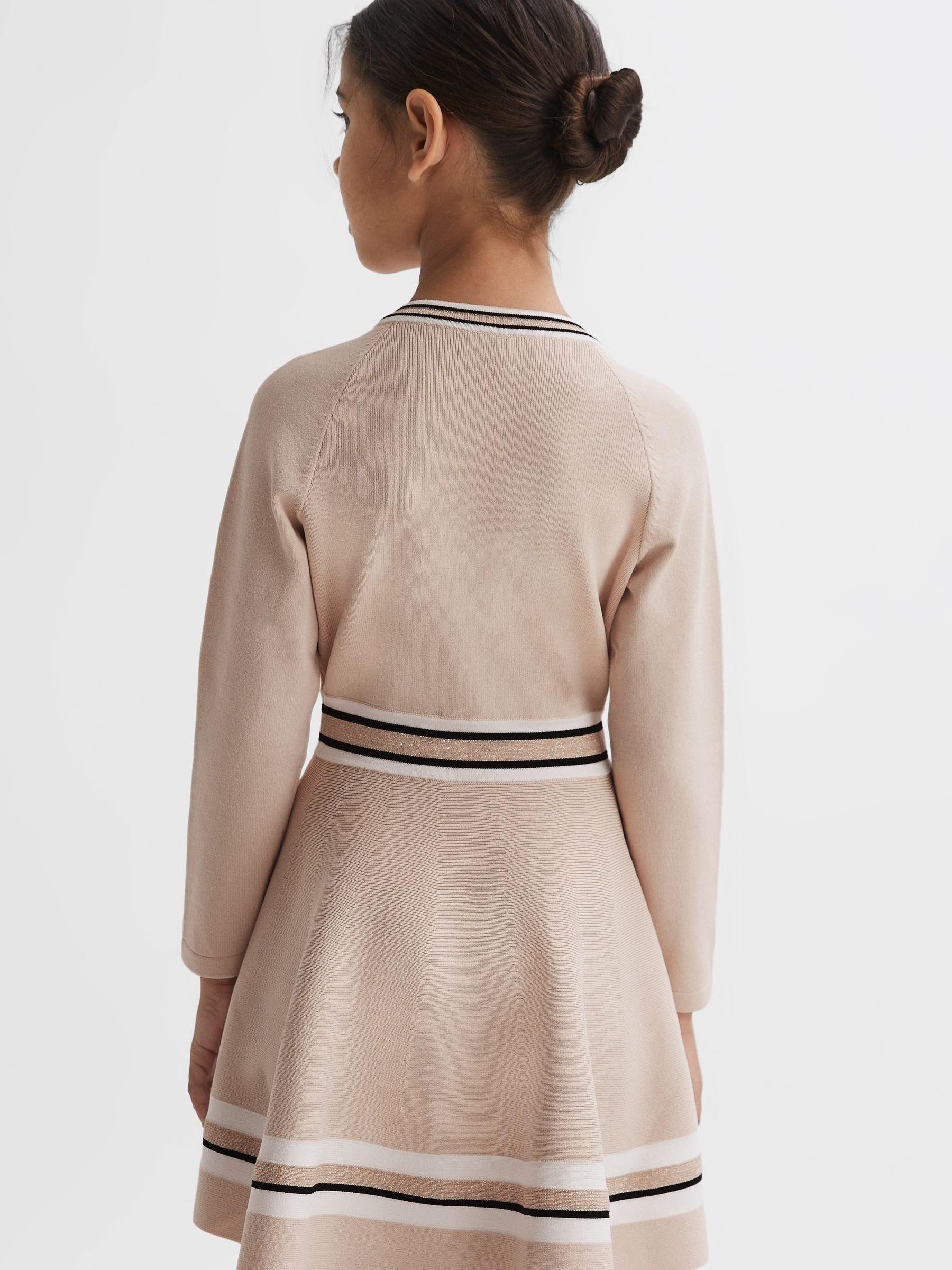 Sparkle Trim Knitted Skater Dress in Pink - Image 4 of 5