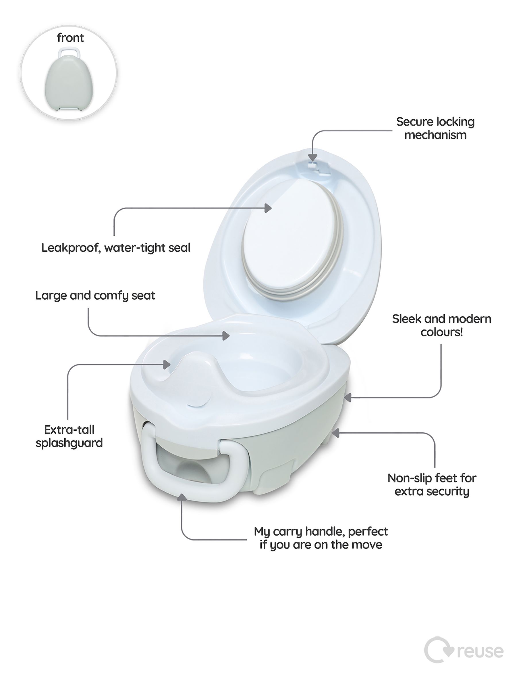Pearl Grey Travel Potty - Image 4 of 4 Pearl Grey Travel Potty - Image 4 of 4
