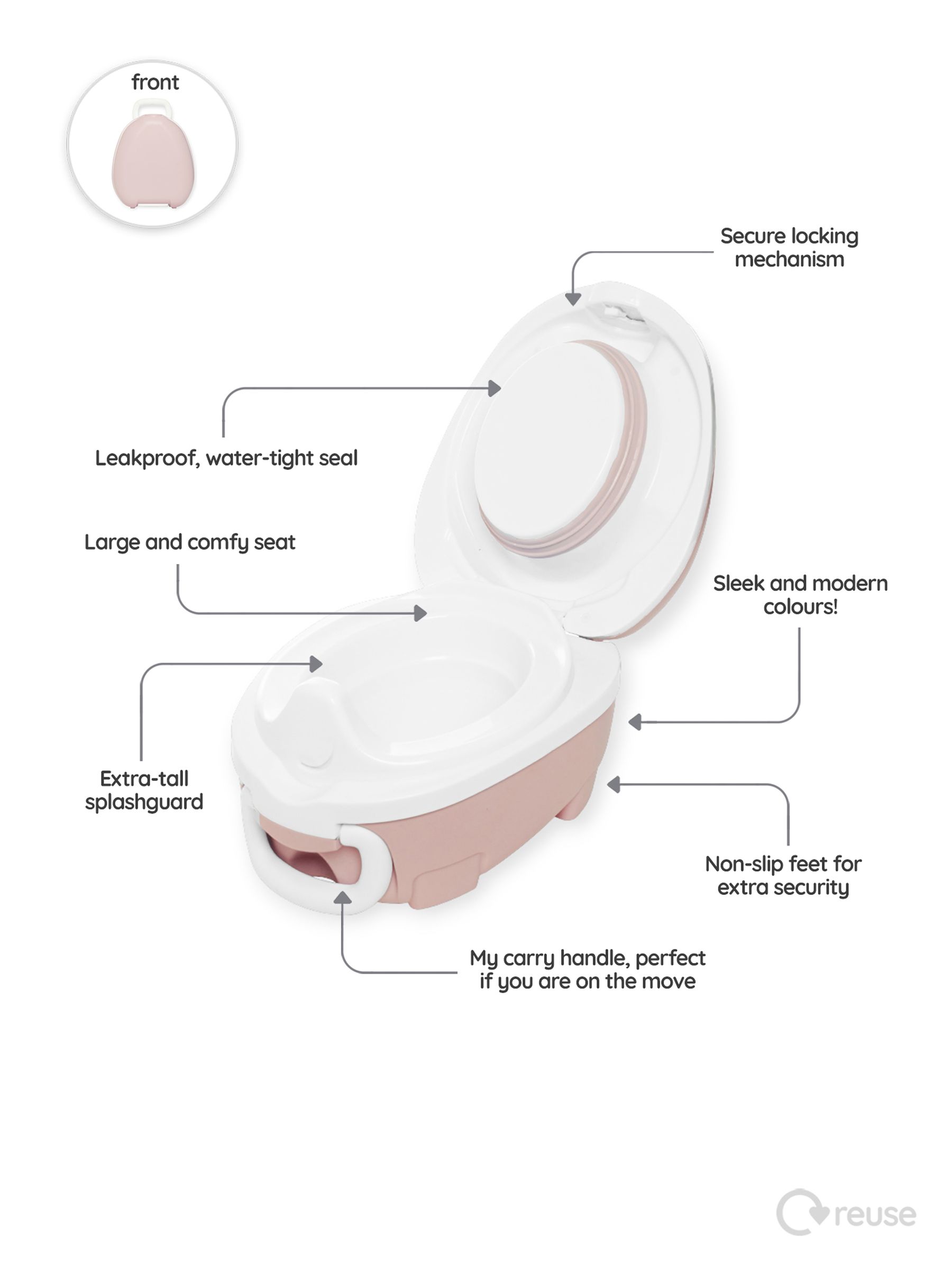 Blush Pink Travel Potty - Image 2 of 7