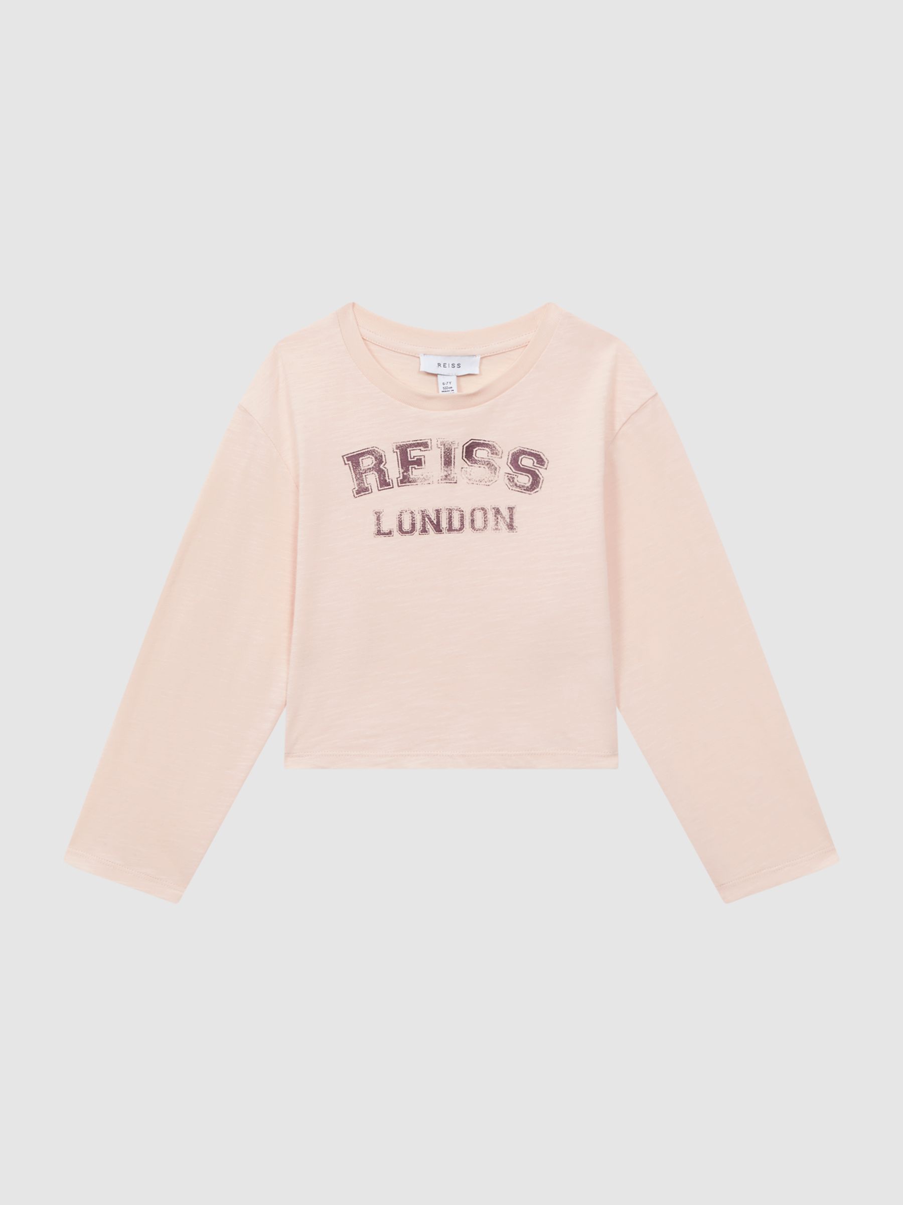 4-9 yrs Cotton Motif Crew Neck Top in Pink - Image 2 of 6