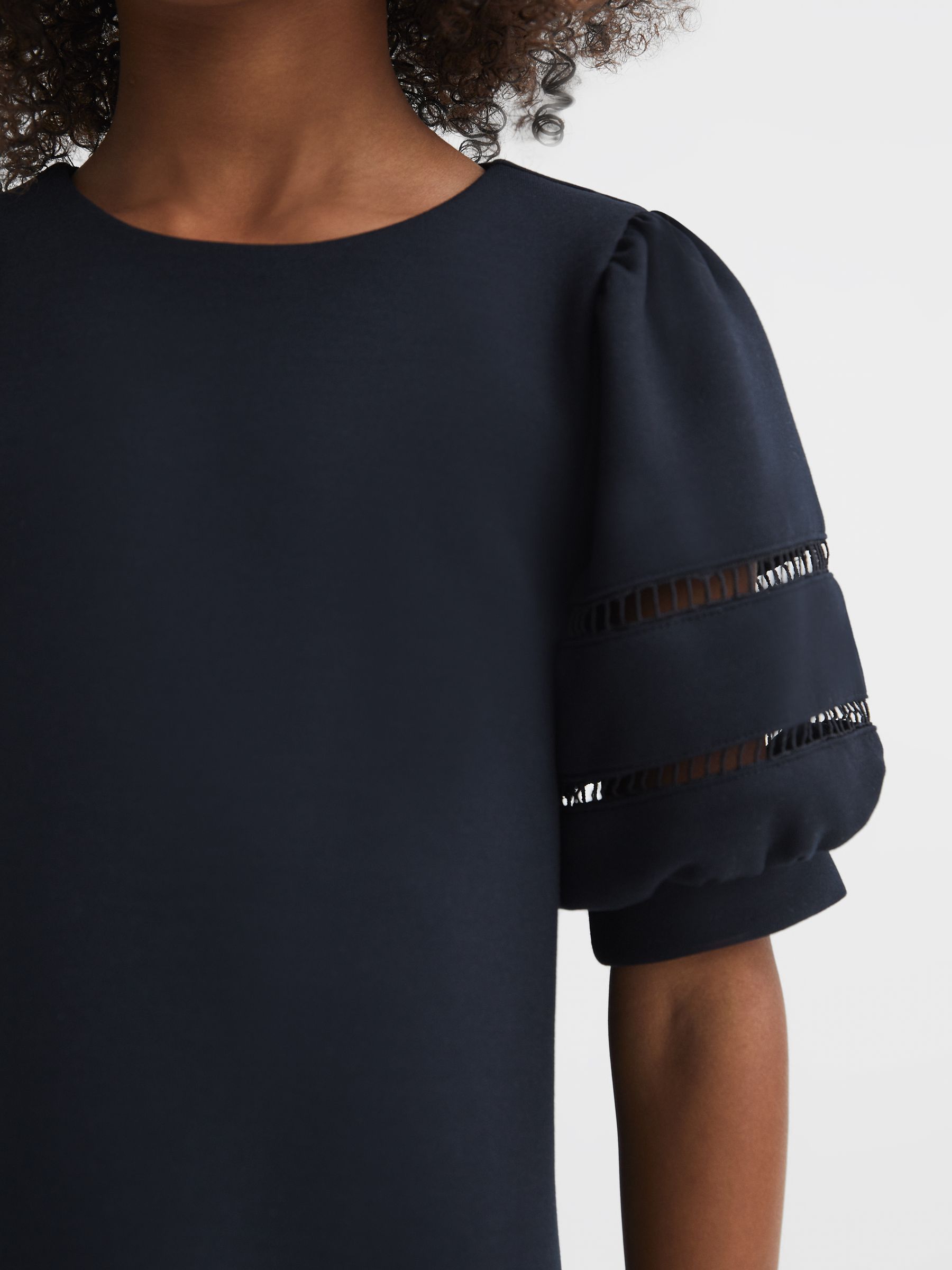 9-13 yrs Jersey Puff Sleeve Mini Dress in Navy - Image 4 of 7