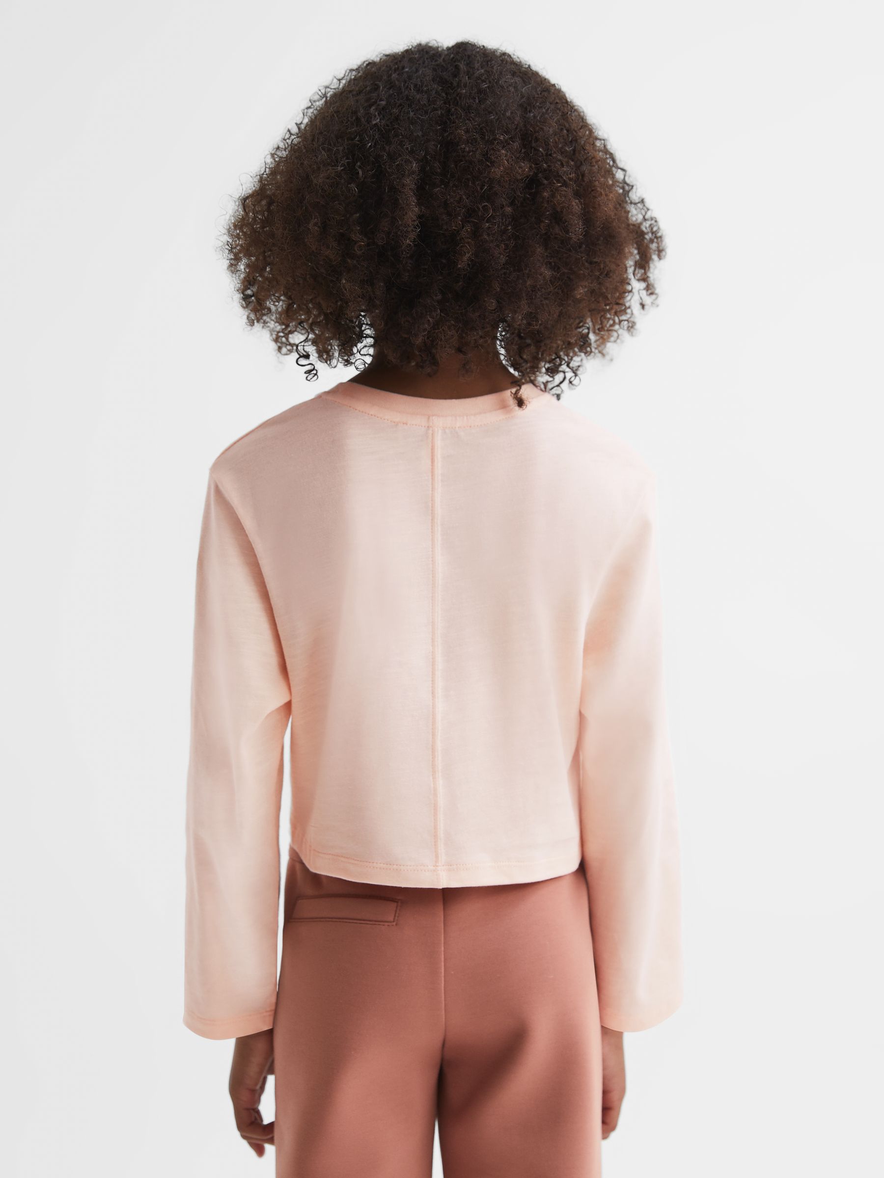 9-13 yrs Cotton Motif Crew Neck Top in Pink - Image 5 of 6