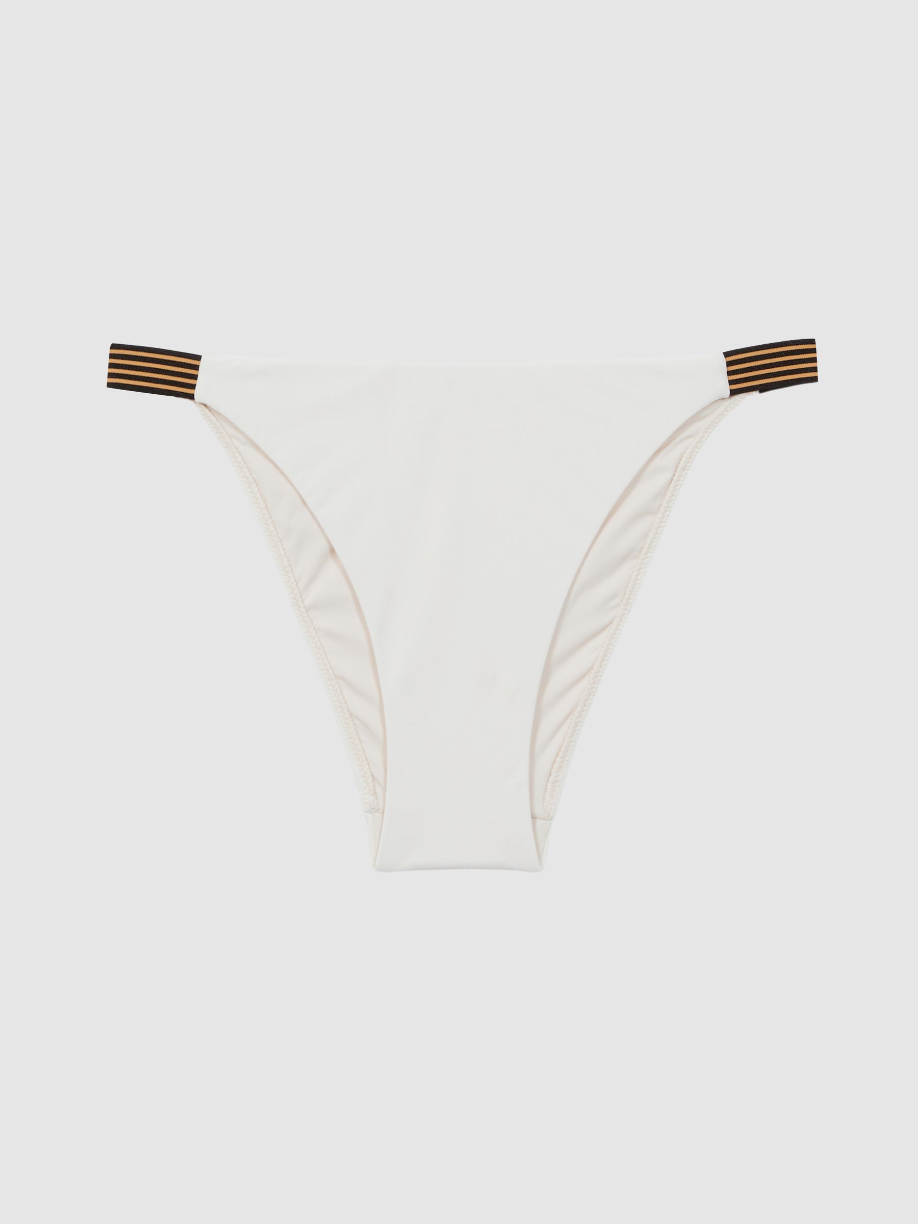 High Cut Striped Bikini Bottoms in White - Image 2 of 4