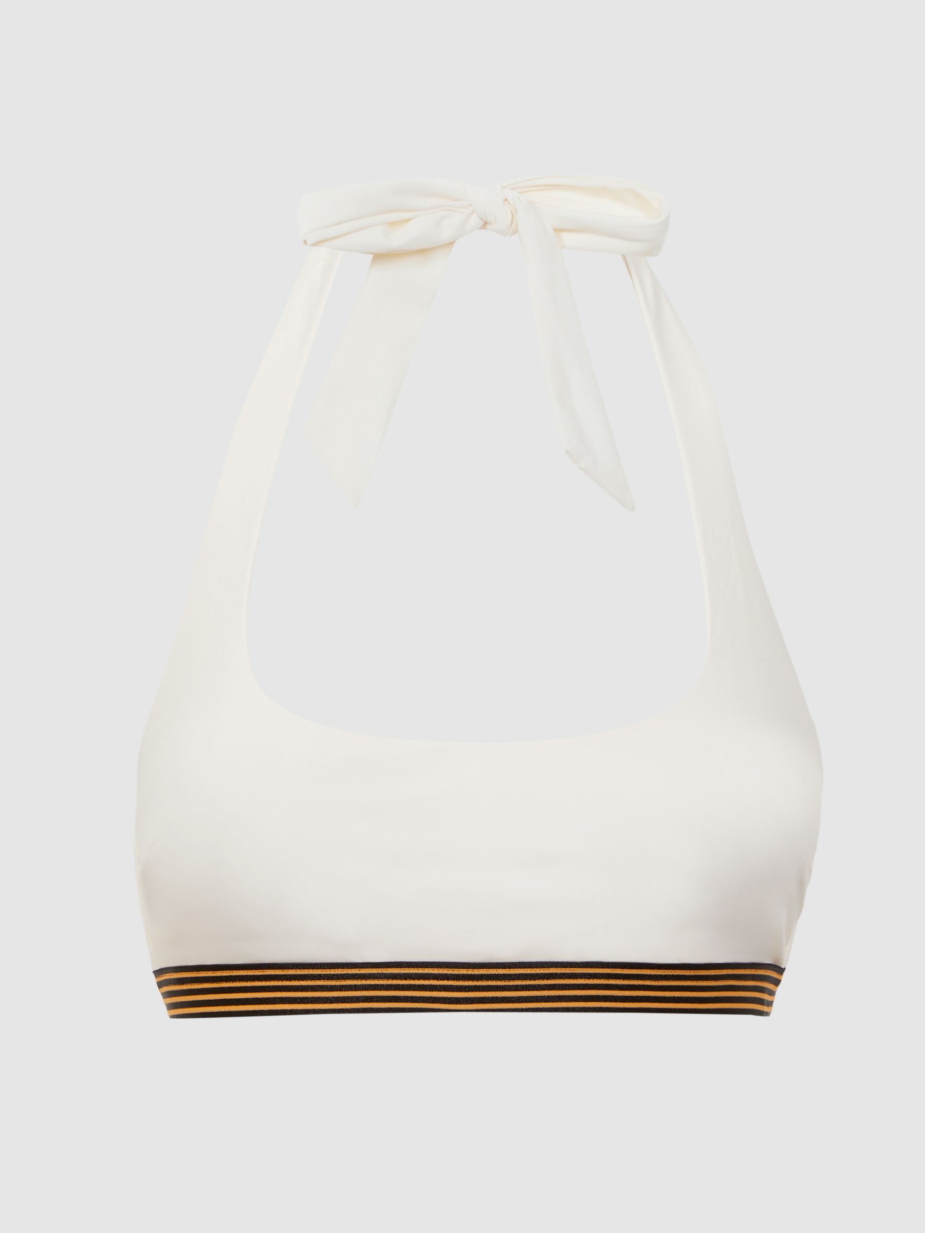 Striped Halterneck Bikini Top in White - Image 2 of 4 Striped Halterneck Bikini Top in White - Image 2 of 4