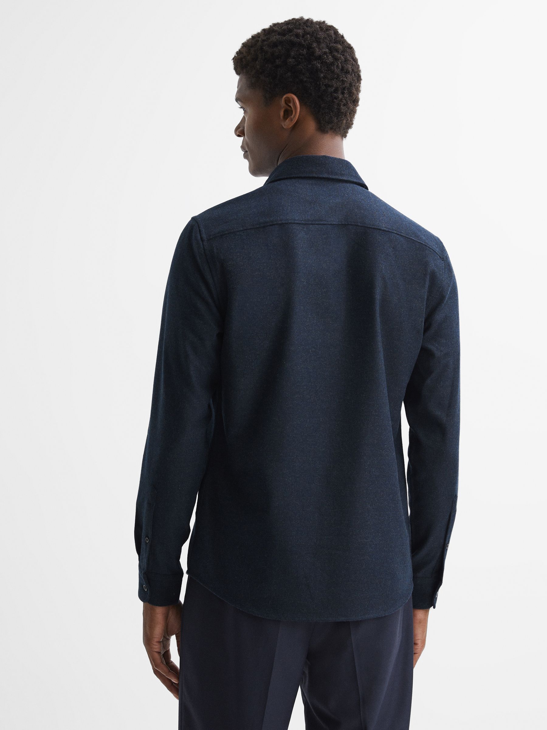 Button-Through Twin Pocket Overshirt in Navy - Image 5 of 5