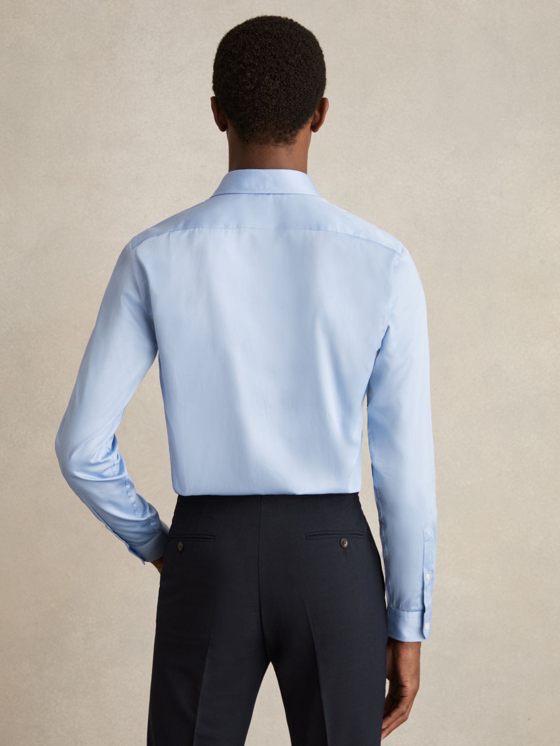 Cotton Sateen Shirt in Blue Stripe - Image 5 of 8