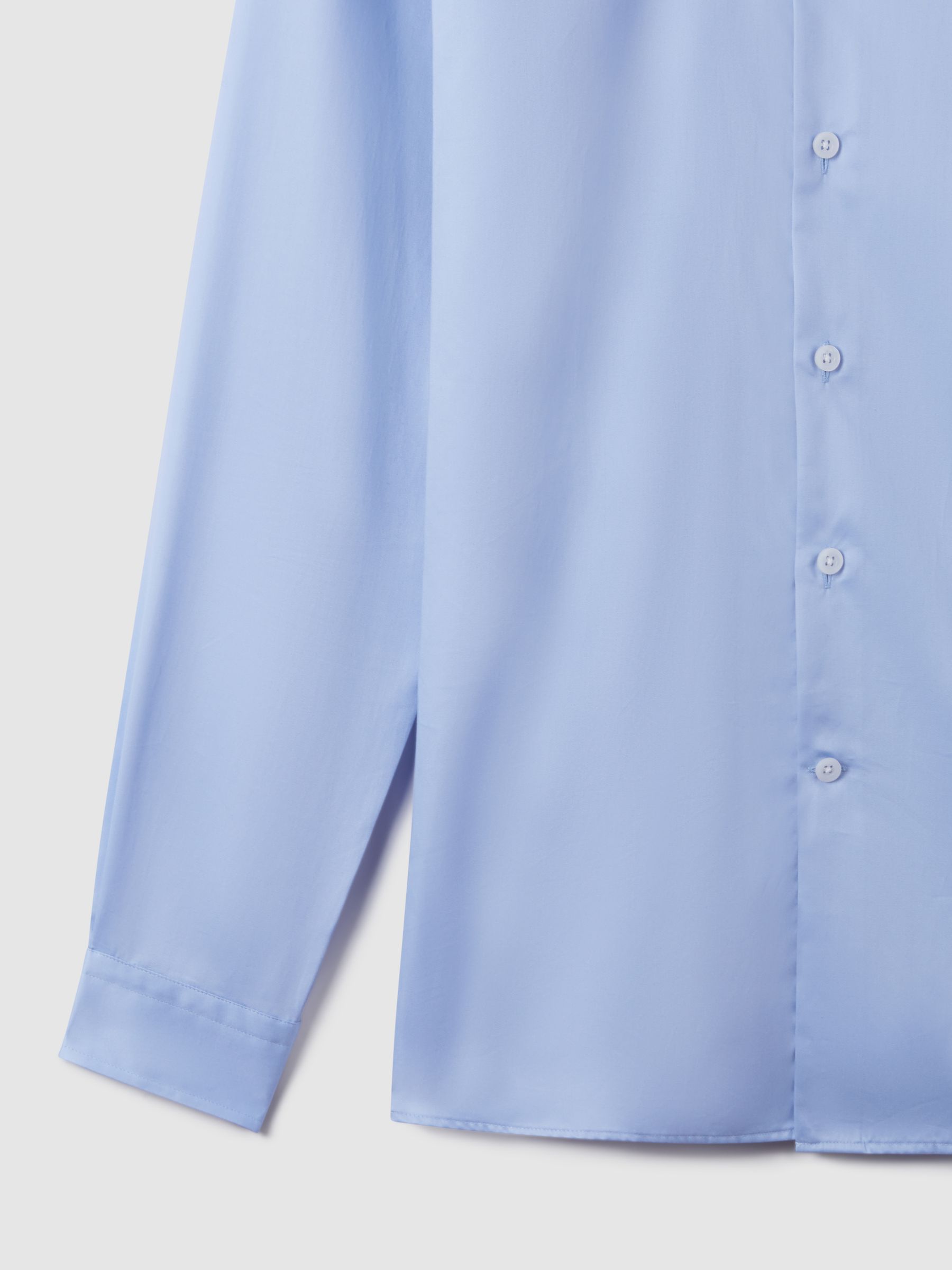 Cotton Sateen Shirt in Blue Stripe - Image 8 of 8