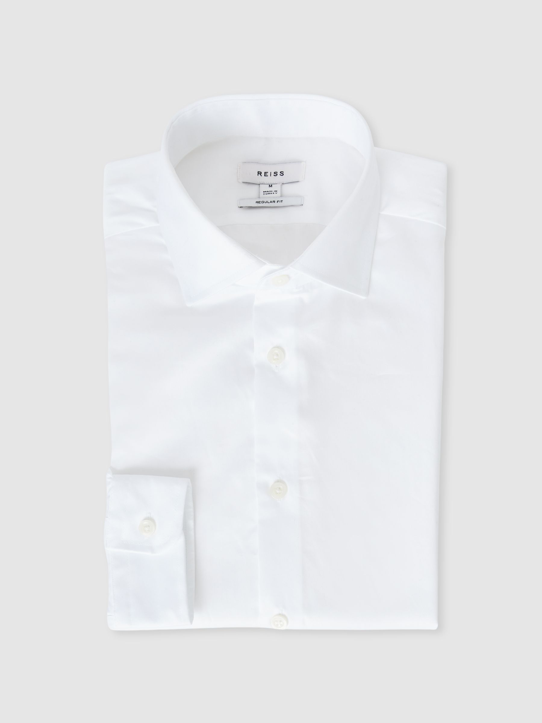 Regular Fit Cotton Sateen Striped Shirt in White - Image 2 of 9