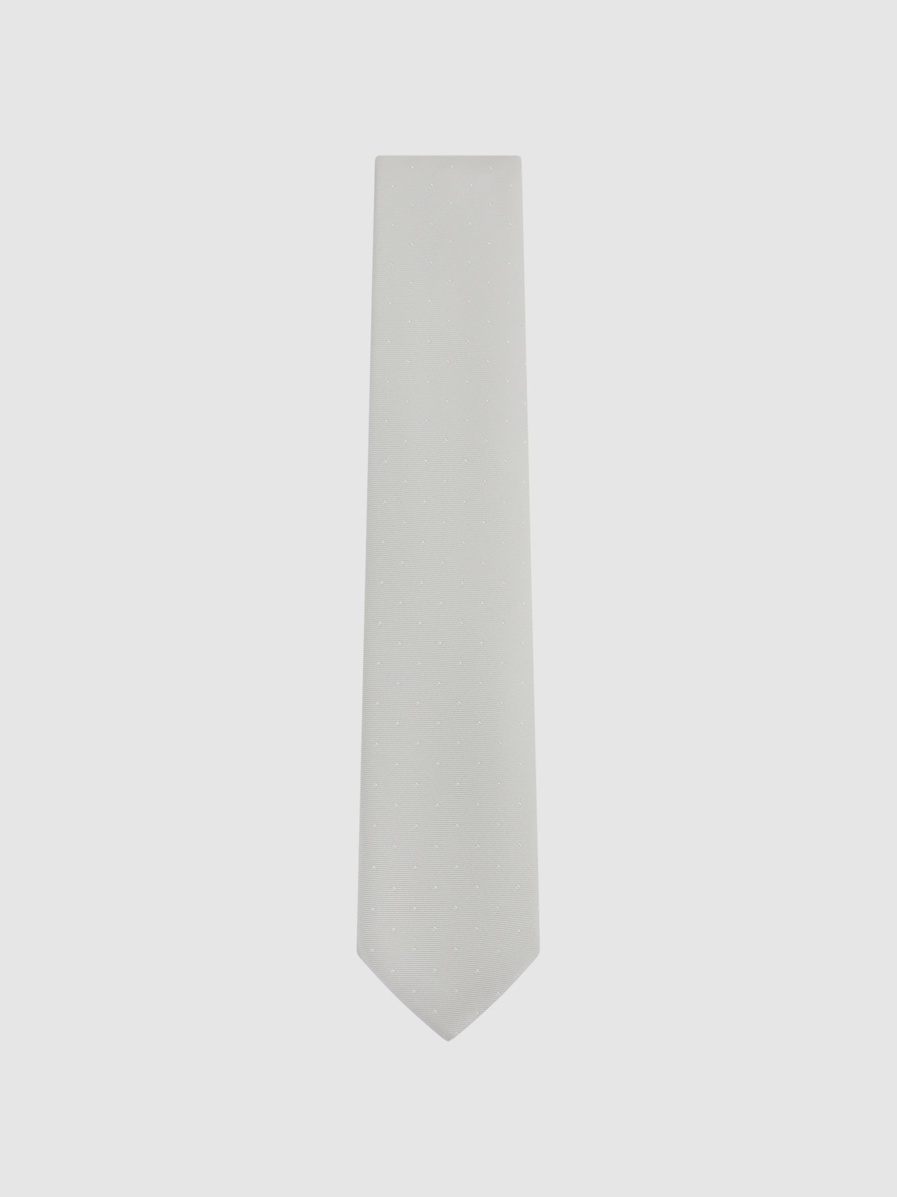 Silk Polka Dot Tie in Silver - Image 1 of 5