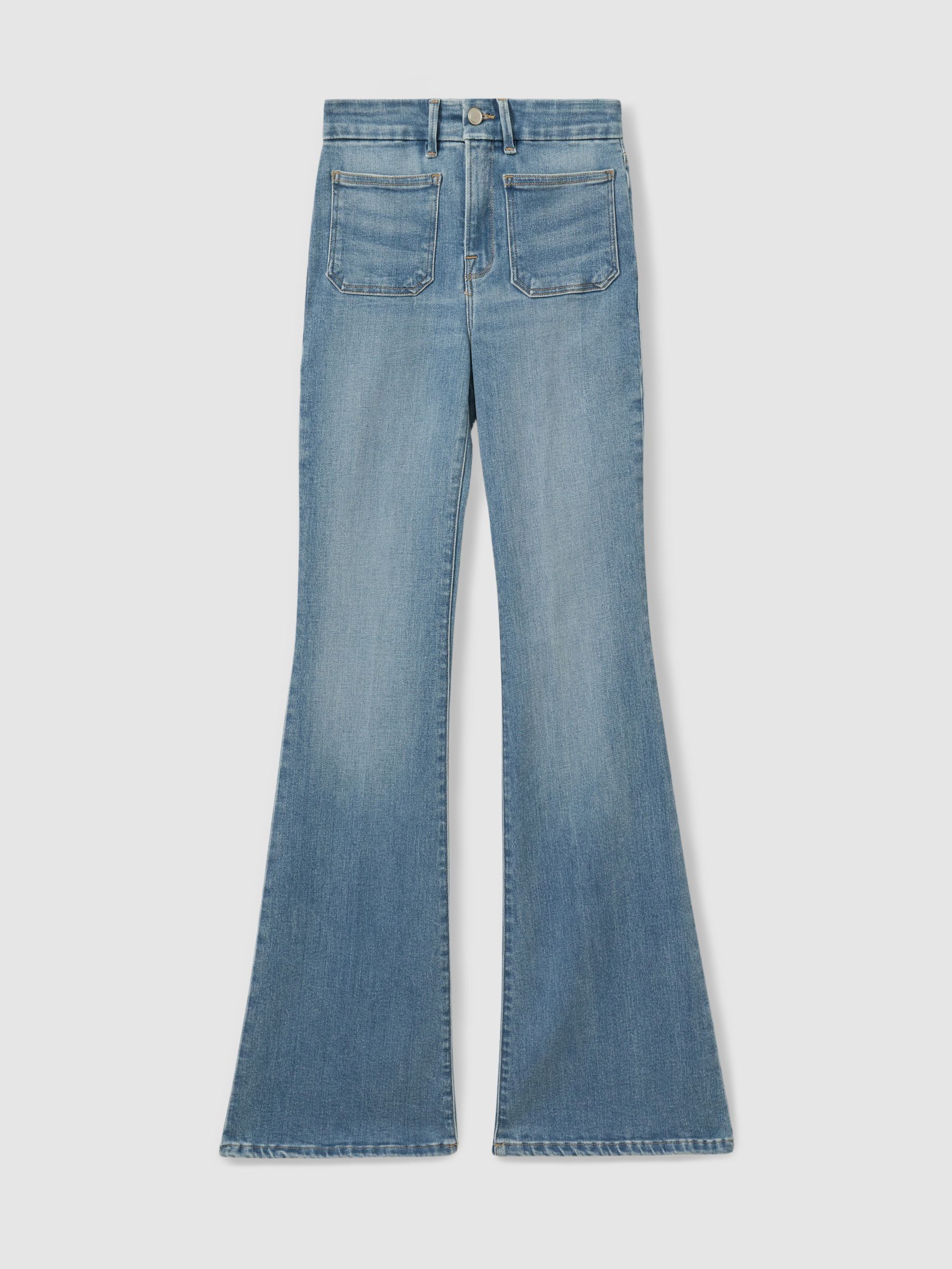 Mid Blue Good American Mid Rise Flared Jeans - Image 1 of 5