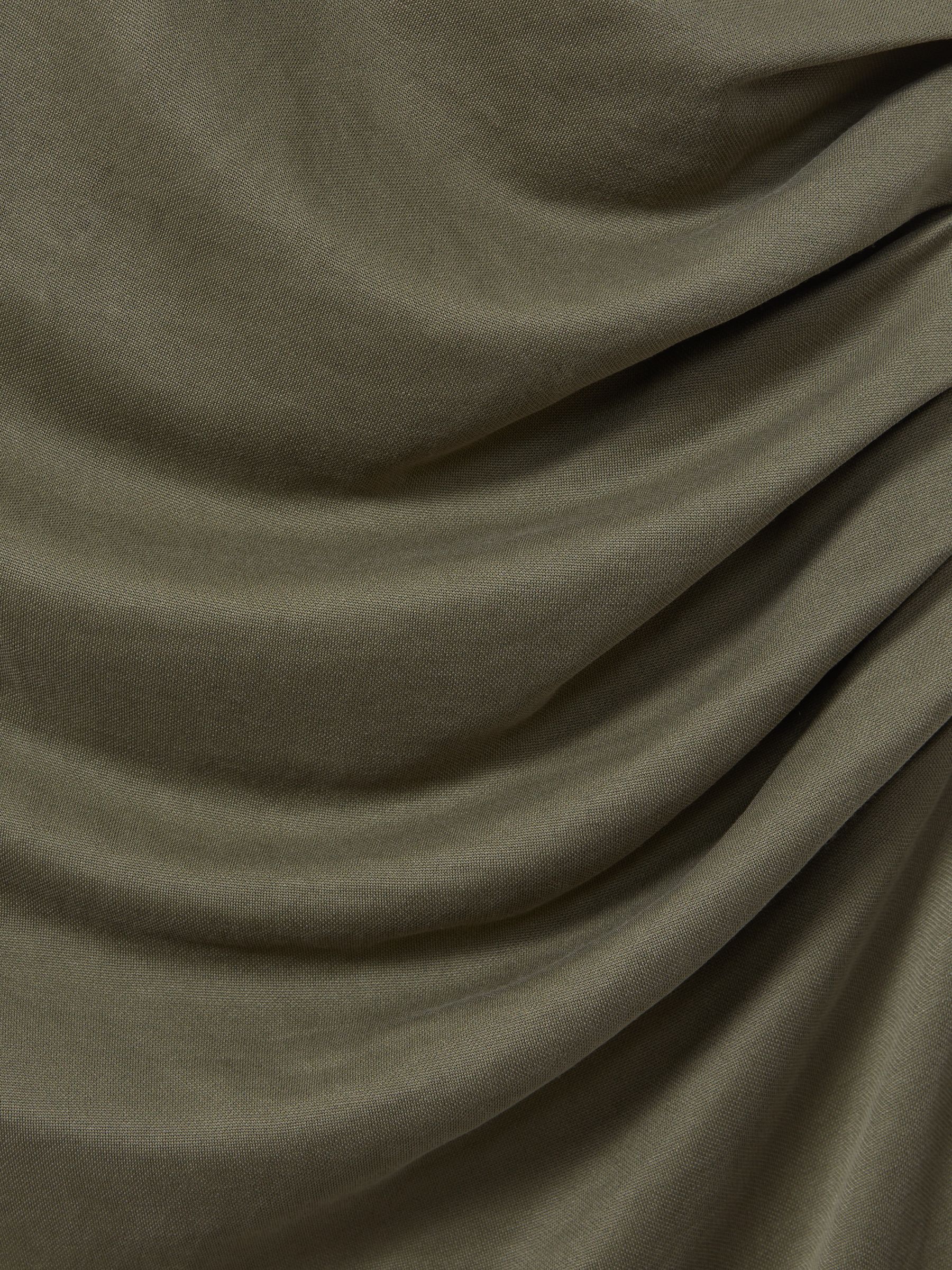 Ruched Jersey Bodycon Midi Dress in Khaki - Image 5 of 5