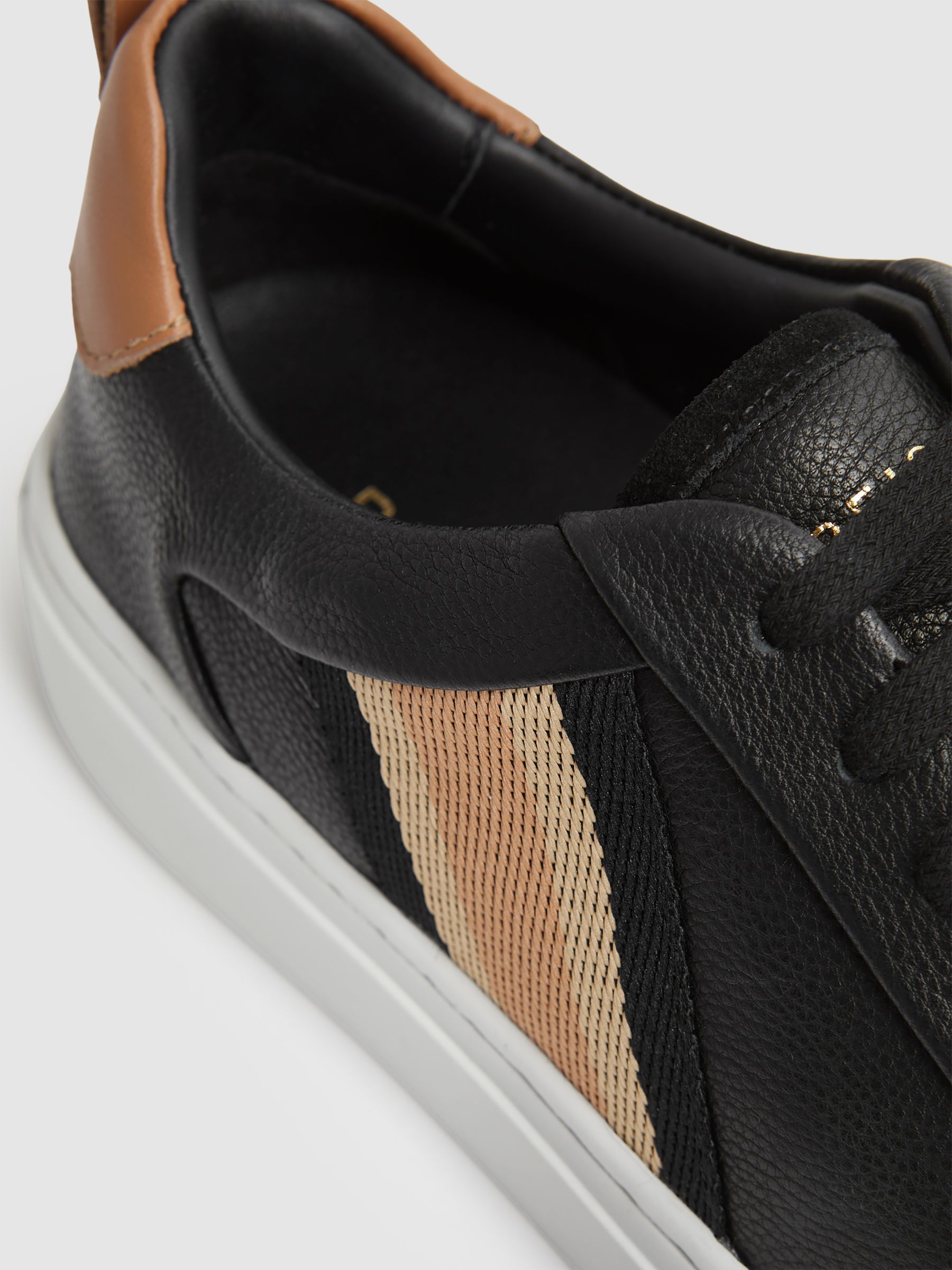 Leather Side Stripe Trainers in Black - Image 5 of 10