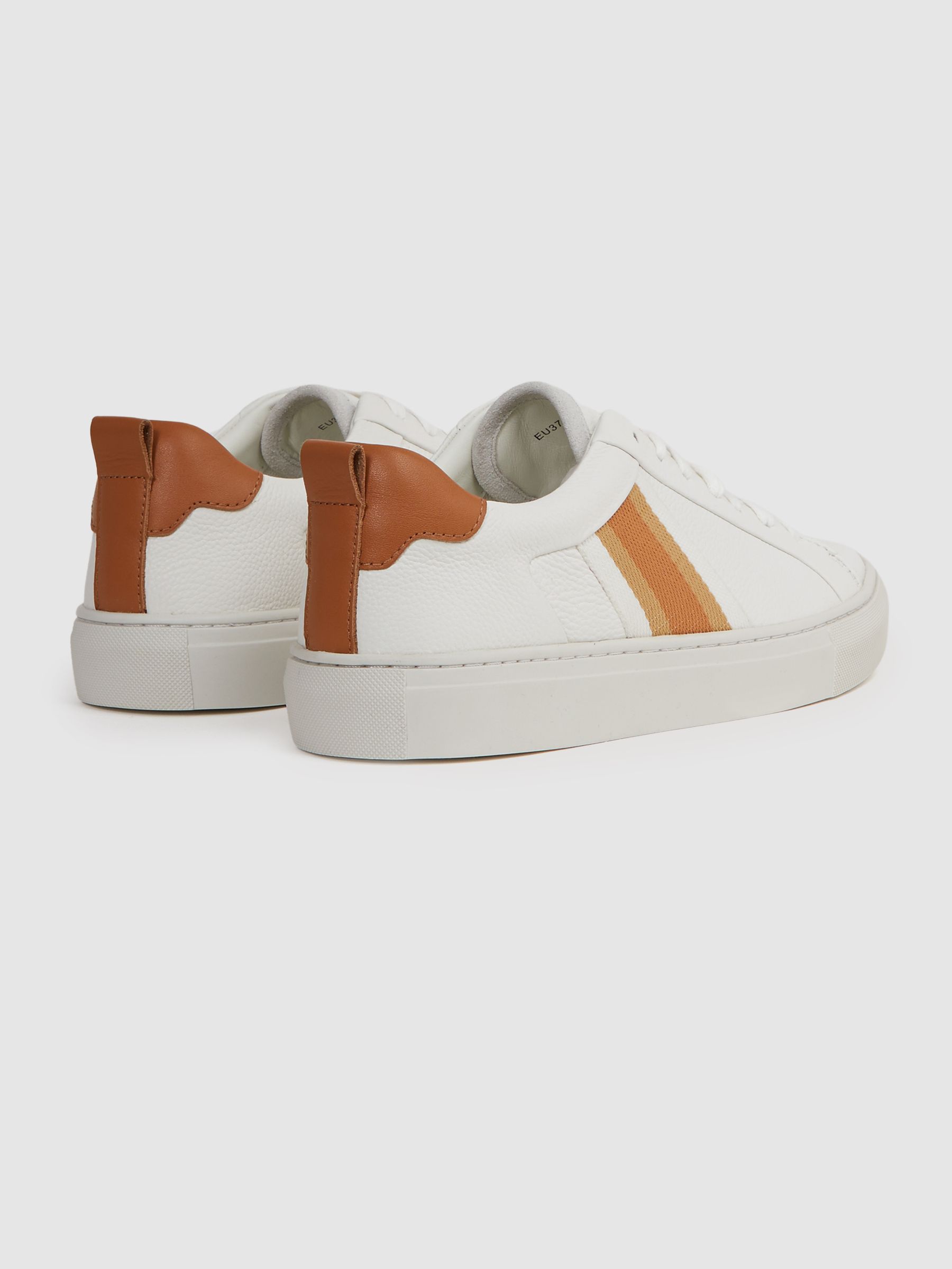 Leather Side Stripe Trainers in Fresh White - Image 4 of 5
