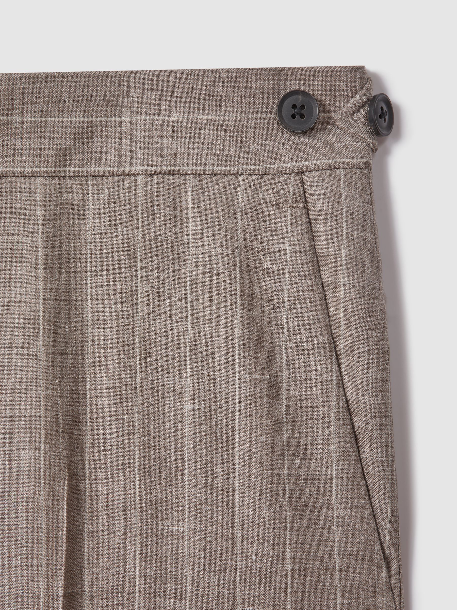 Slim Fit Wool-Silk-Linen Trousers in Mocha - Image 6 of 6