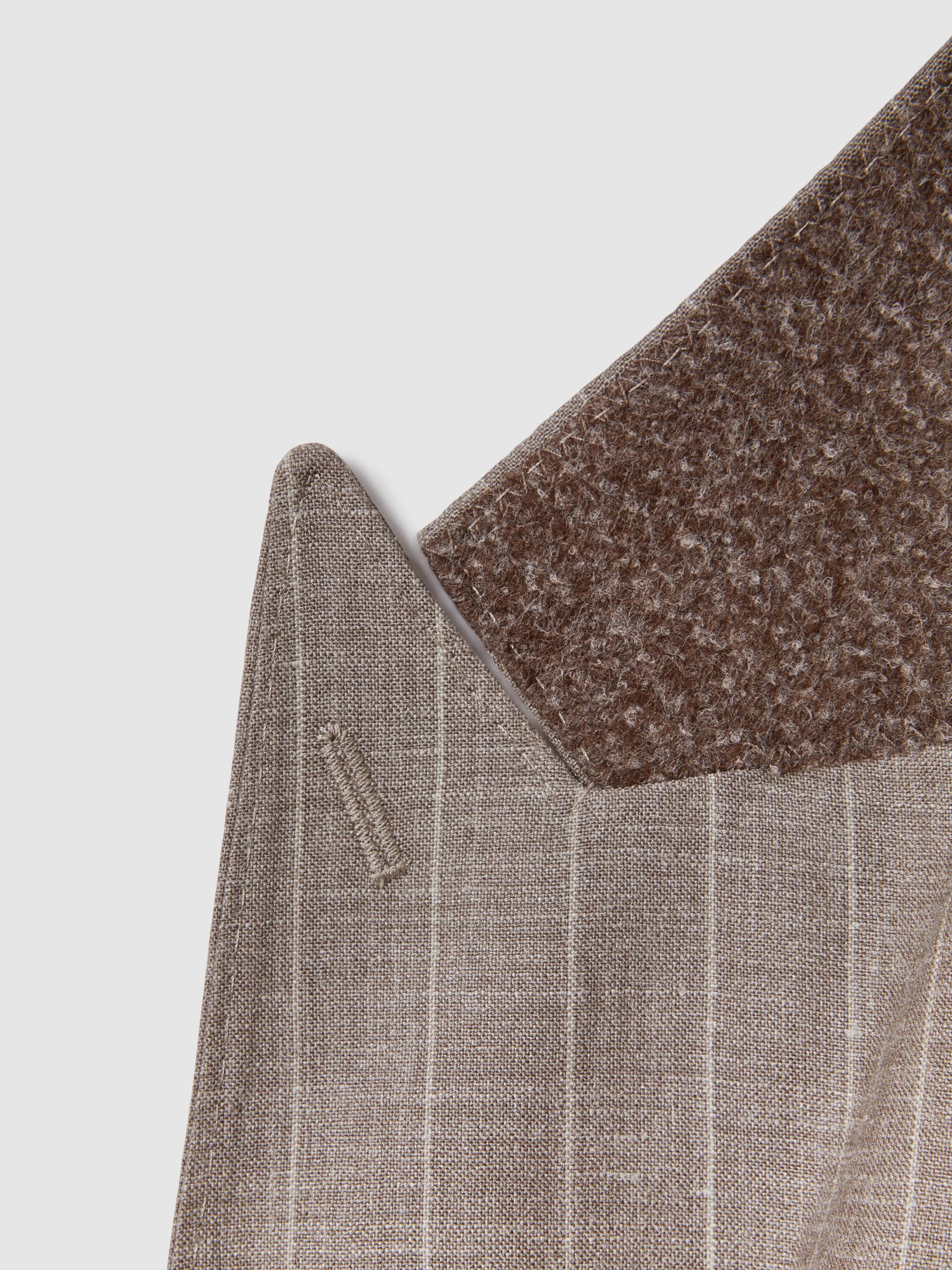 Slim Fit Wool-Silk-Linen Double Breasted Blazer in Mocha - Image 8 of 8