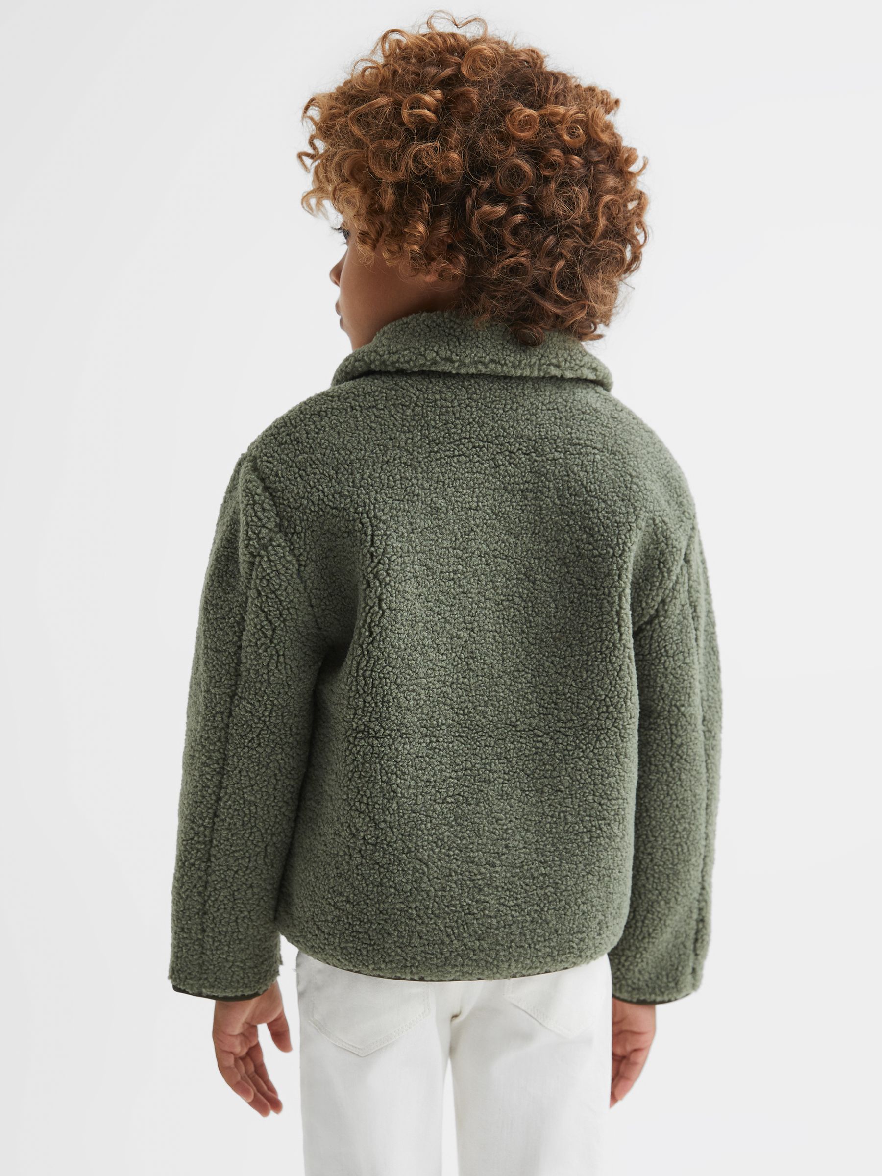 3-9 yrs Sherpa Zip-Through Jacket in Sage - Image 5 of 6
