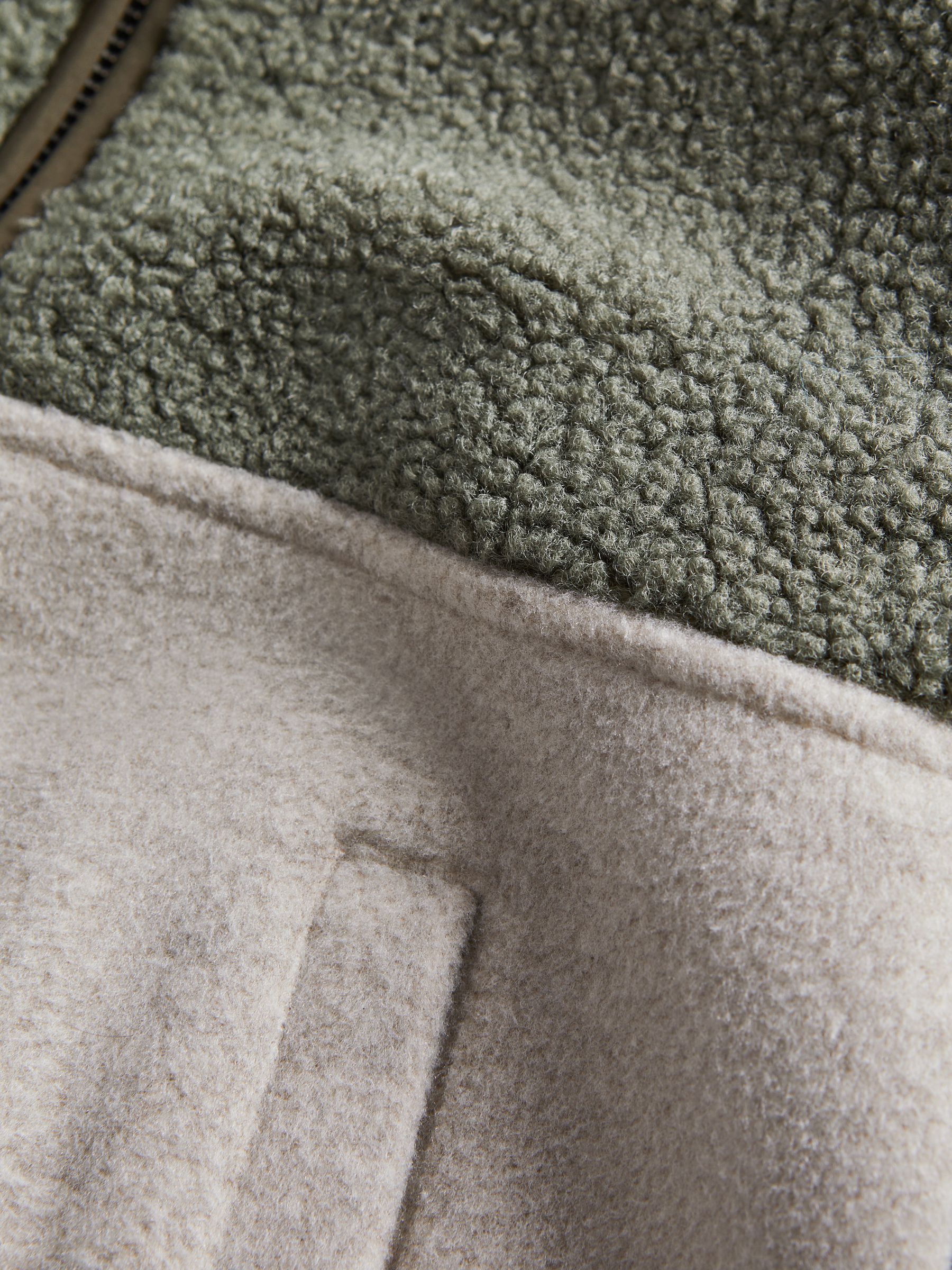 3-9 yrs Sherpa Zip-Through Jacket in Sage - Image 6 of 6