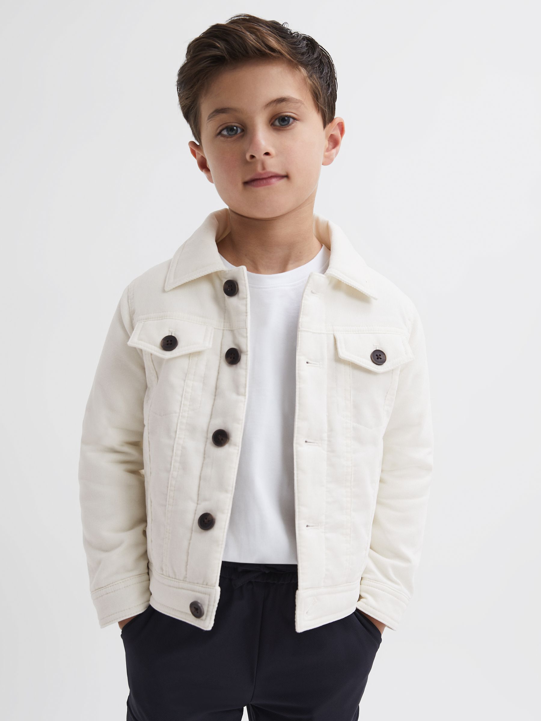 9-14 yrs Cord Button Through Jacket in Ecru - Image 1 of 5