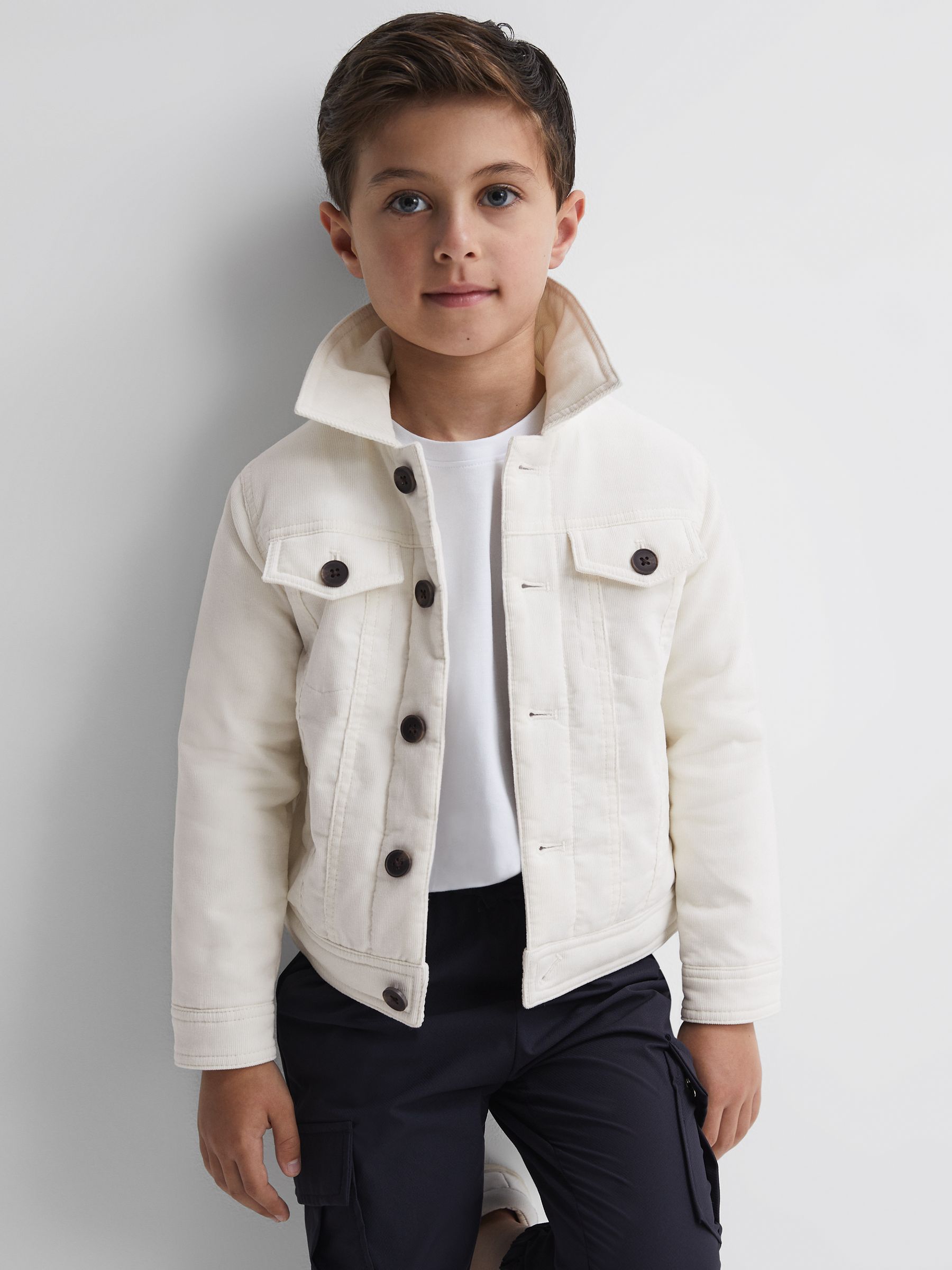 Cord Button Through Jacket in Ecru - Image 3 of 5