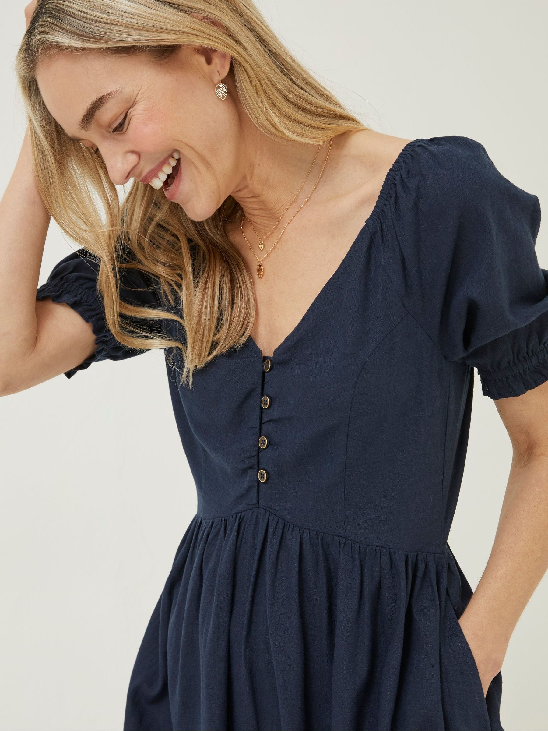 Blue Aideen Linen Dress - Image 3 of 4
