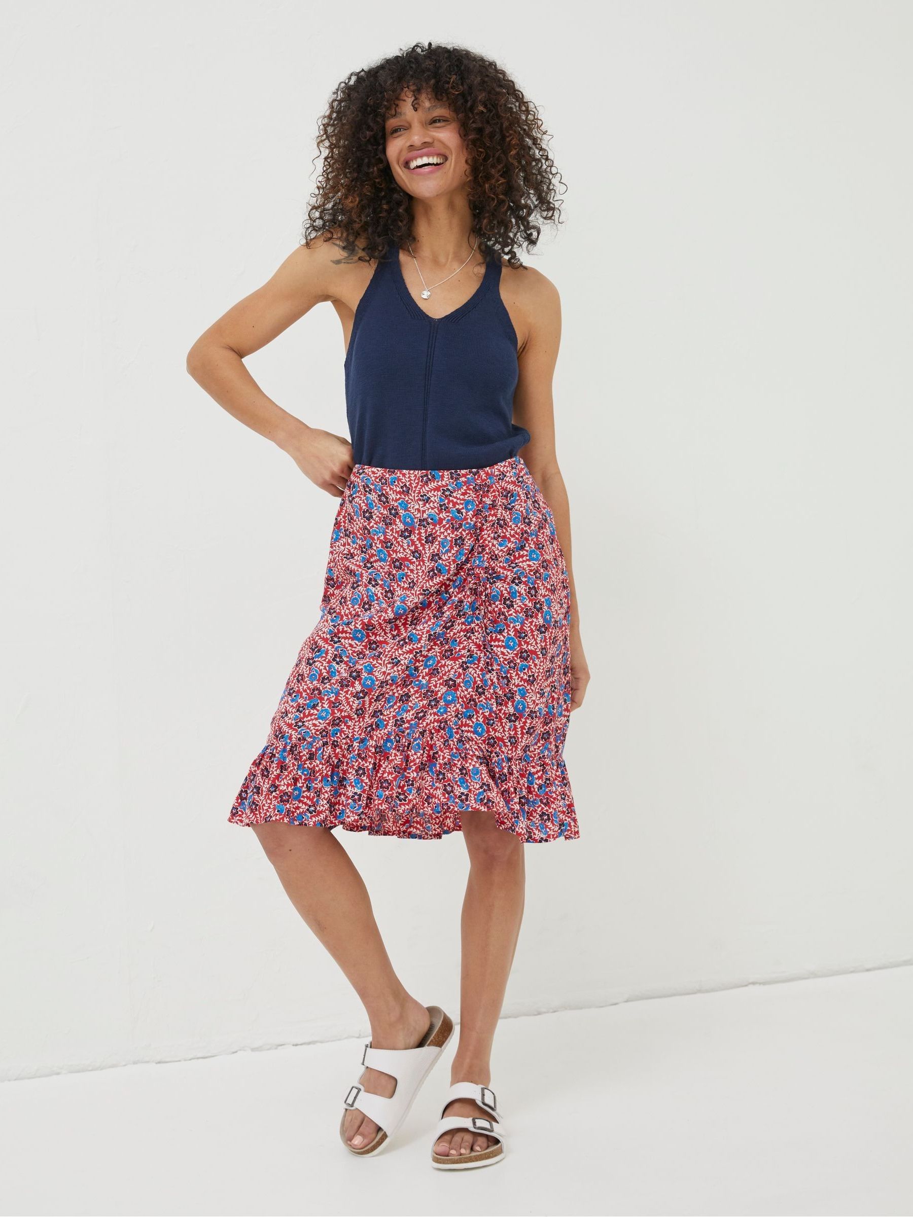 Red Cece Woodblock Meadow Skirt - Image 3 of 5