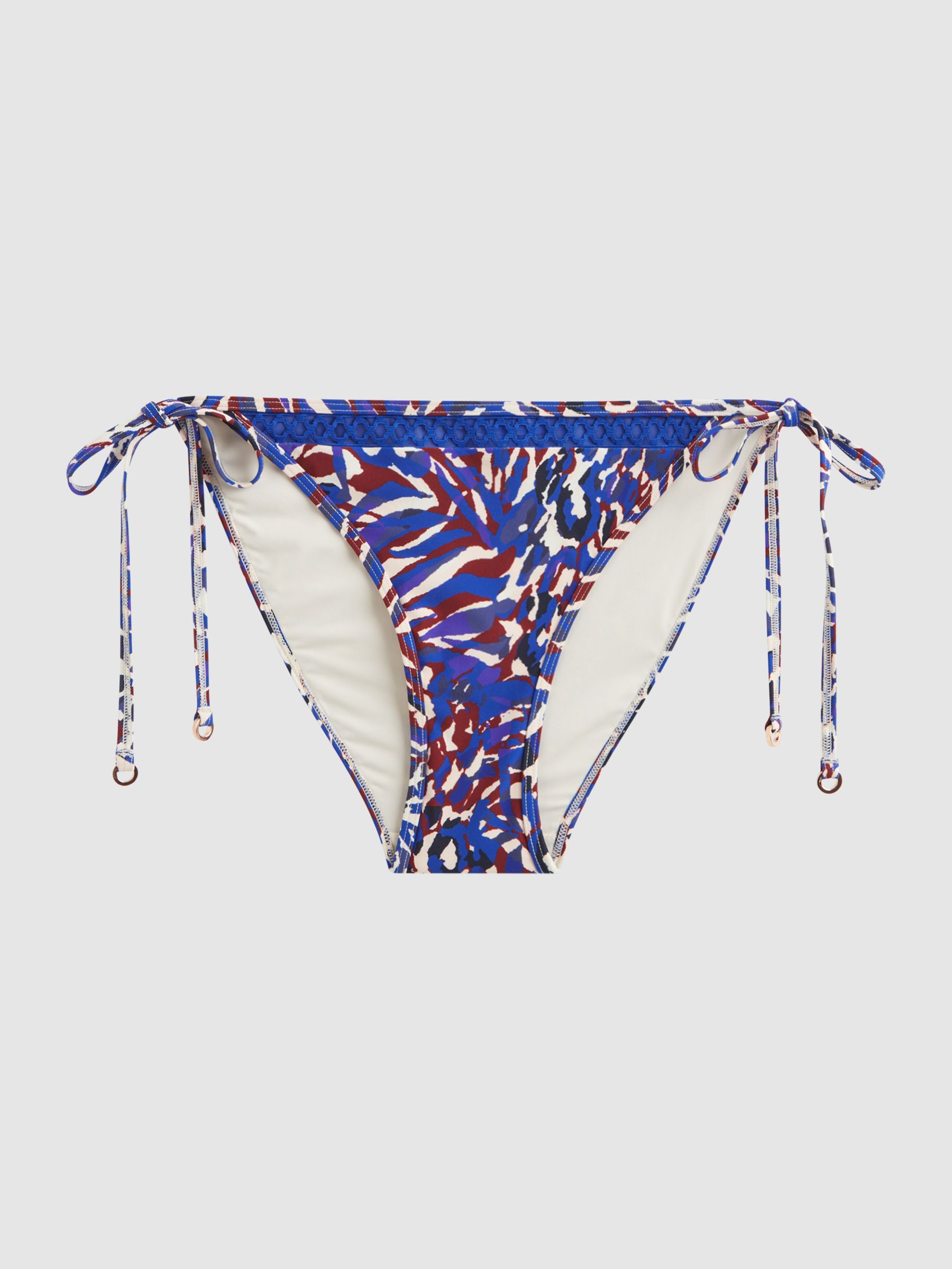 Printed Self Tie Bikini Bottoms in Purple Print - Εικόνα 2 από 4 Printed Self Tie Bikini Bottoms in Purple Print - Εικόνα 2 από 4