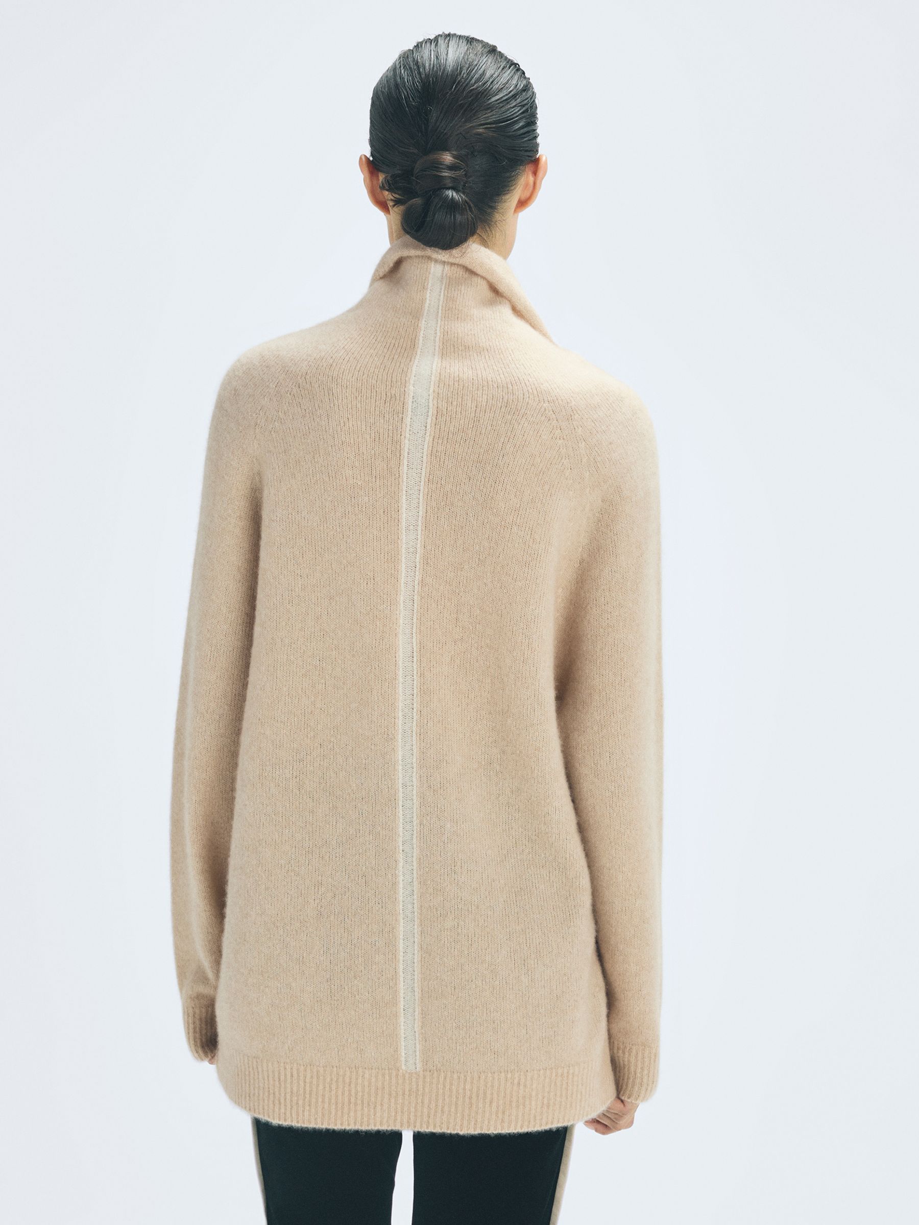 Cashmere-Silk Roll Neck Jumper in Camel - Image 4 of 5
