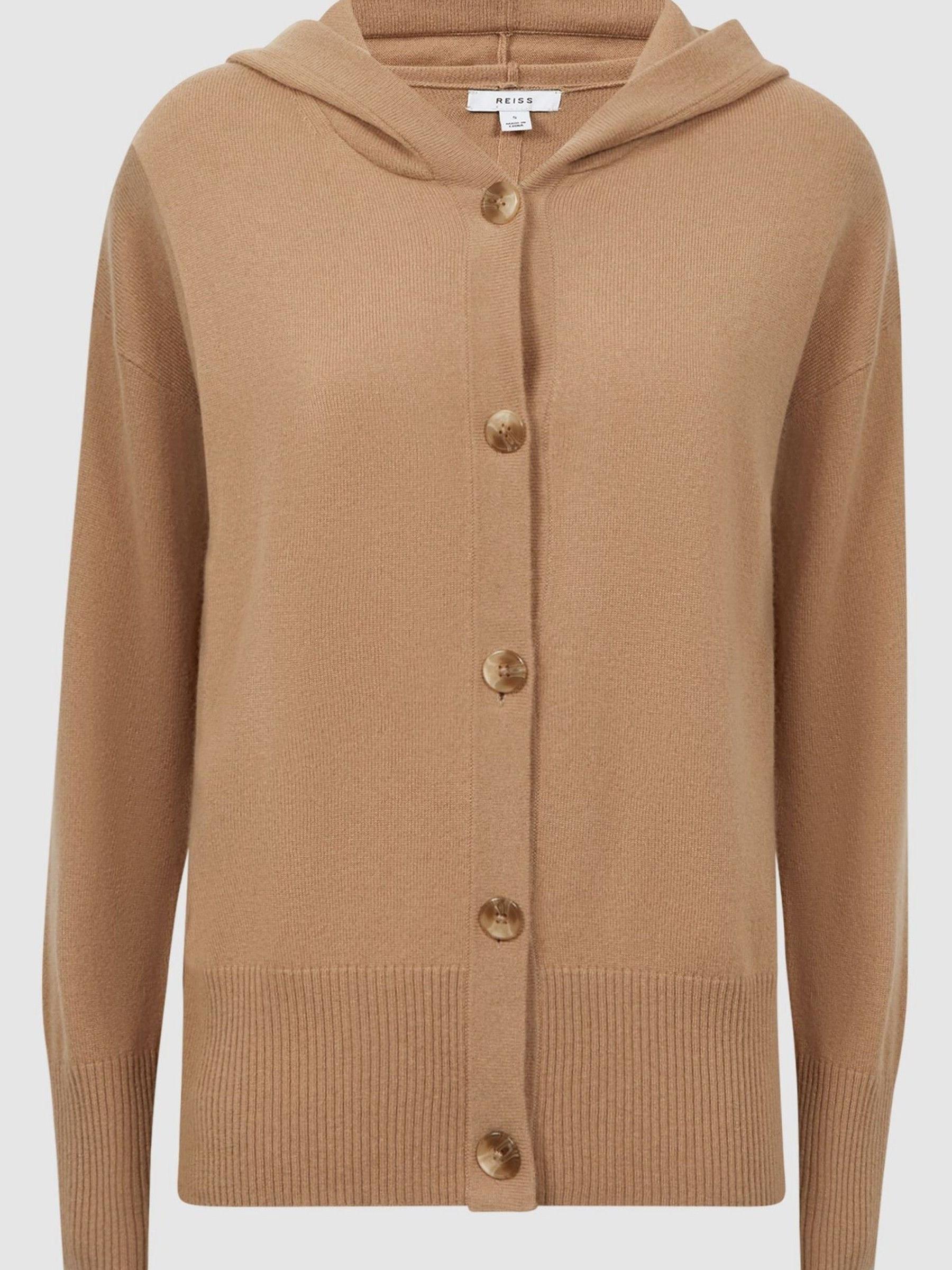 Wool Blend Hooded Cardigan in Camel - Image 2 of 5