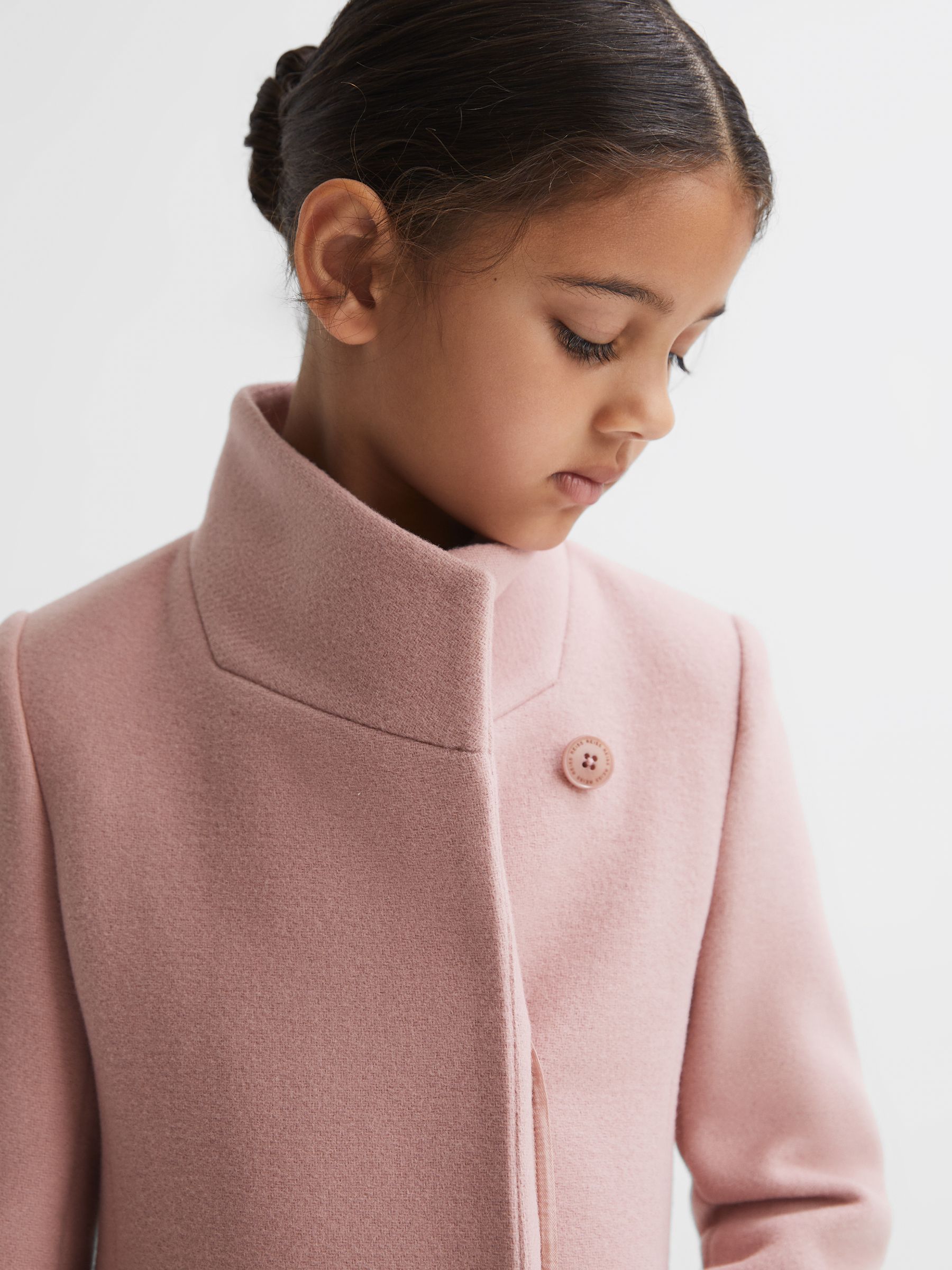 Senior Wool Blend Funnel Neck Coat in Pink - Image 4 of 6