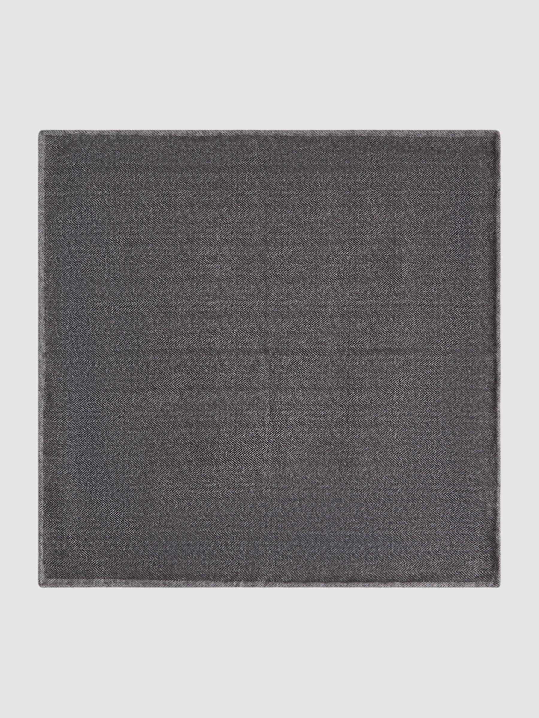Cotton Reversible Pocket Square in Grey Melange - Image 3 of 6
