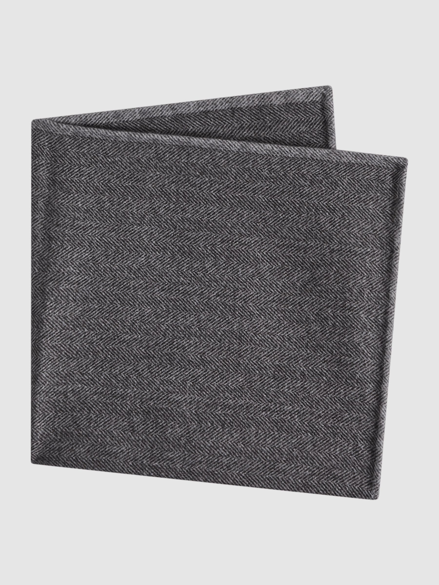 Cotton Reversible Pocket Square in Grey Melange - Image 4 of 6
